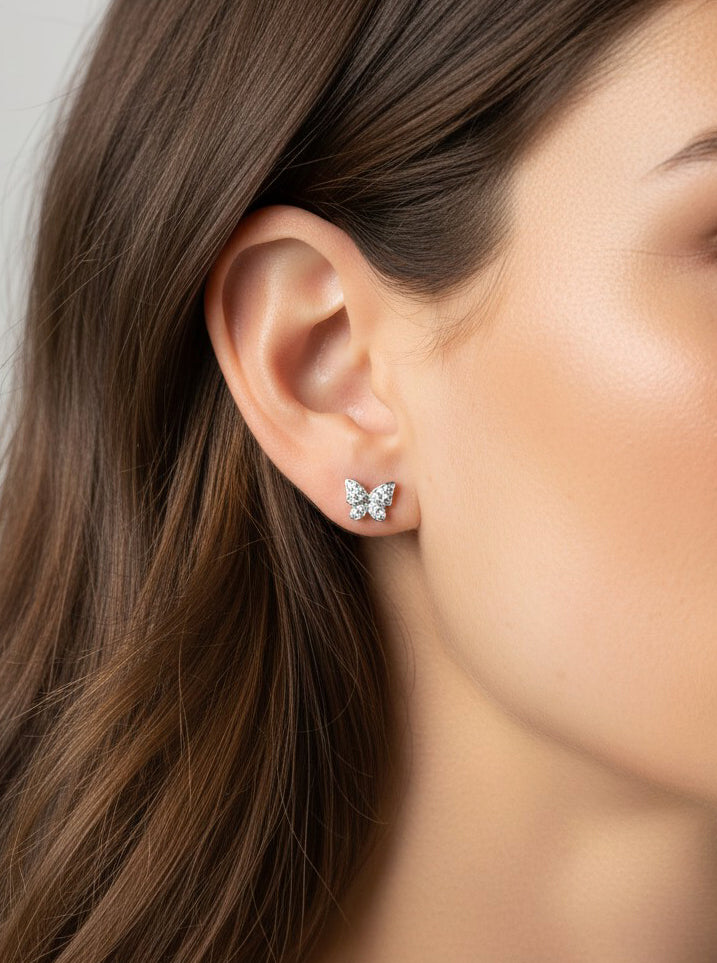 Sparkling Butterfly Stud Earrings