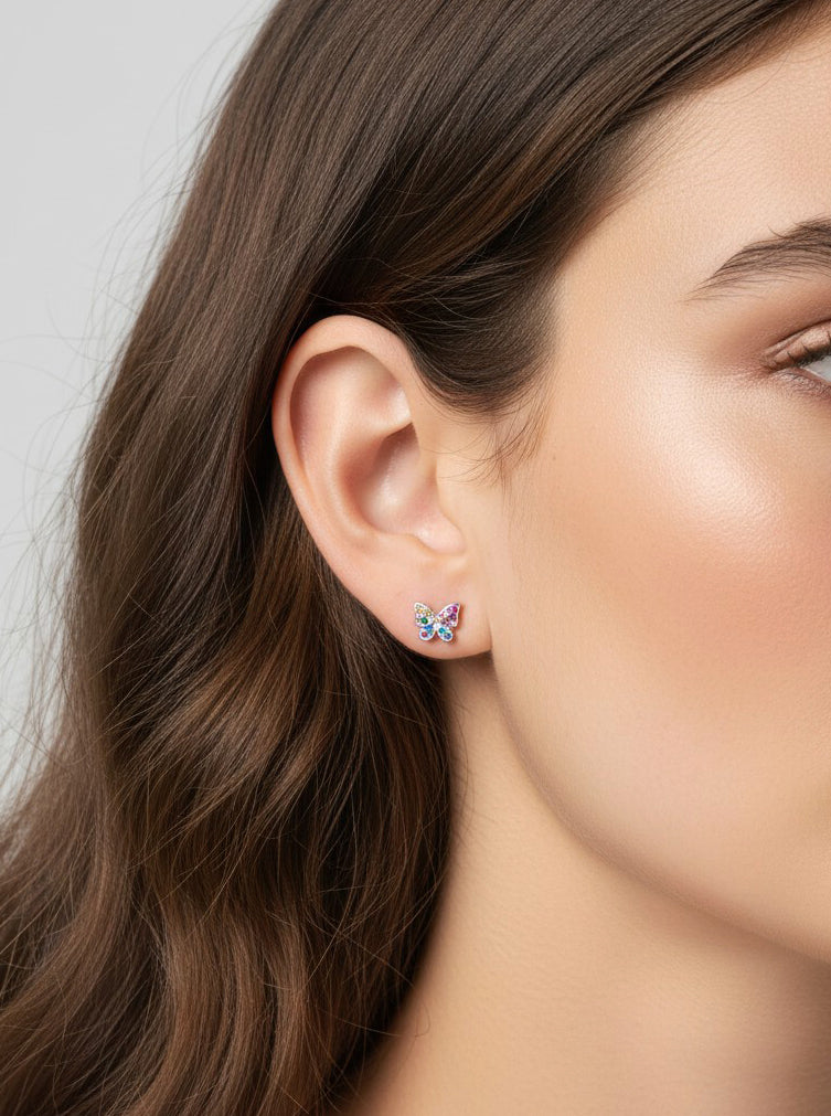 Sparkling Butterfly Stud Earrings