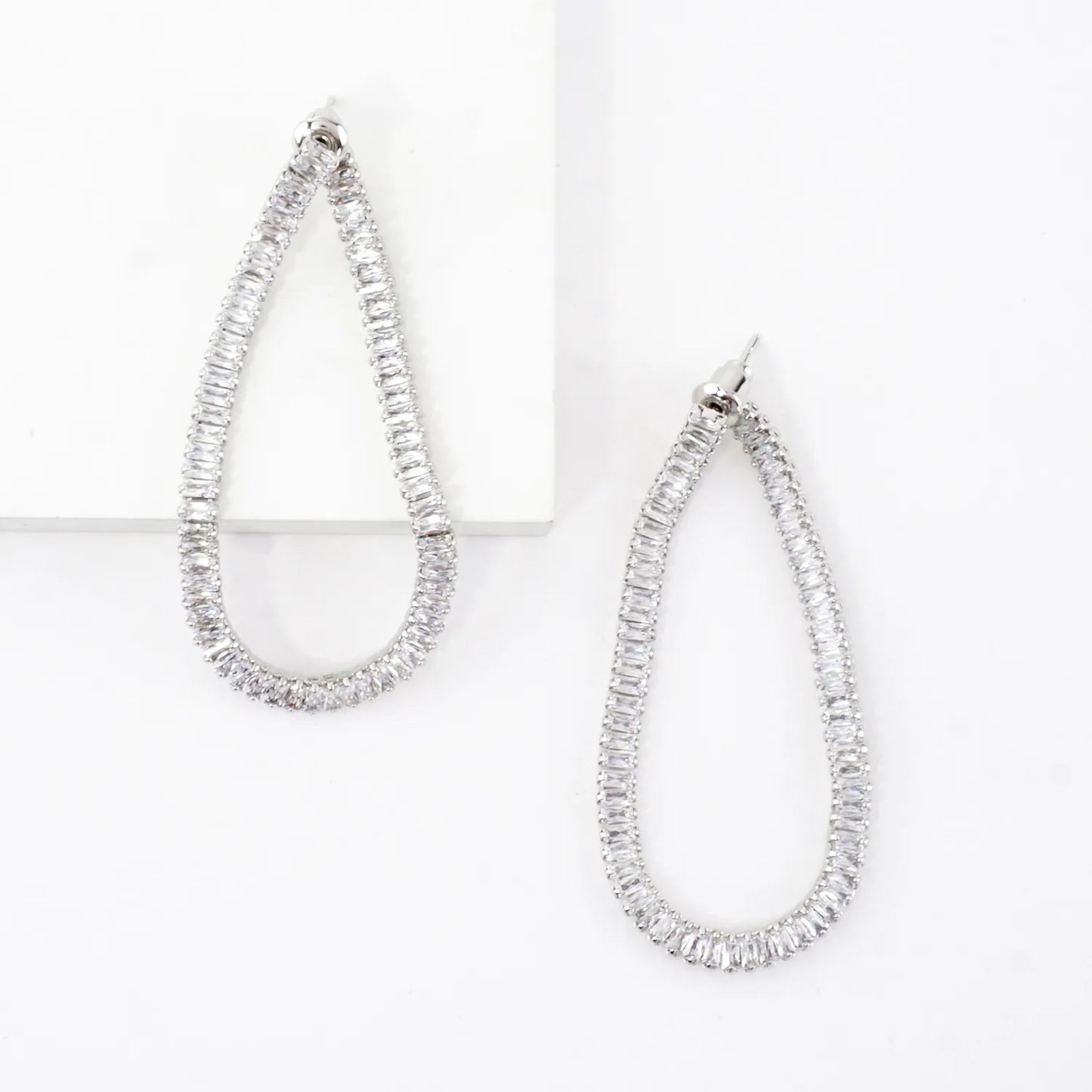 Sparkling CZ Convertible Teardrop Loop Earrings