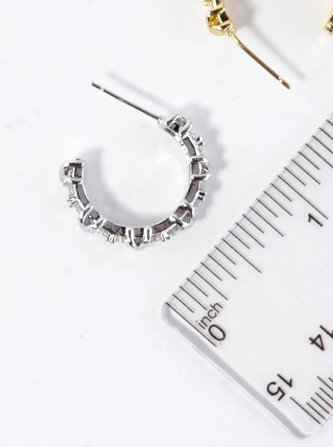Sparkling CZ Criss Cross Brass Hoop Earring