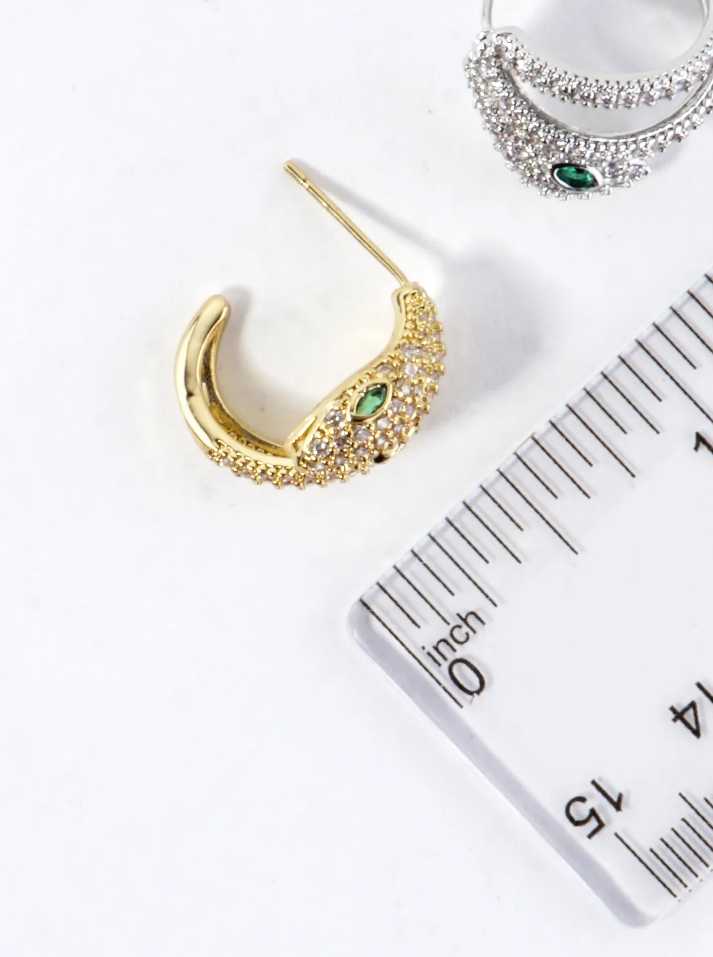 Sparkling CZ Pave Brass Snake Coil Hoop Earrings