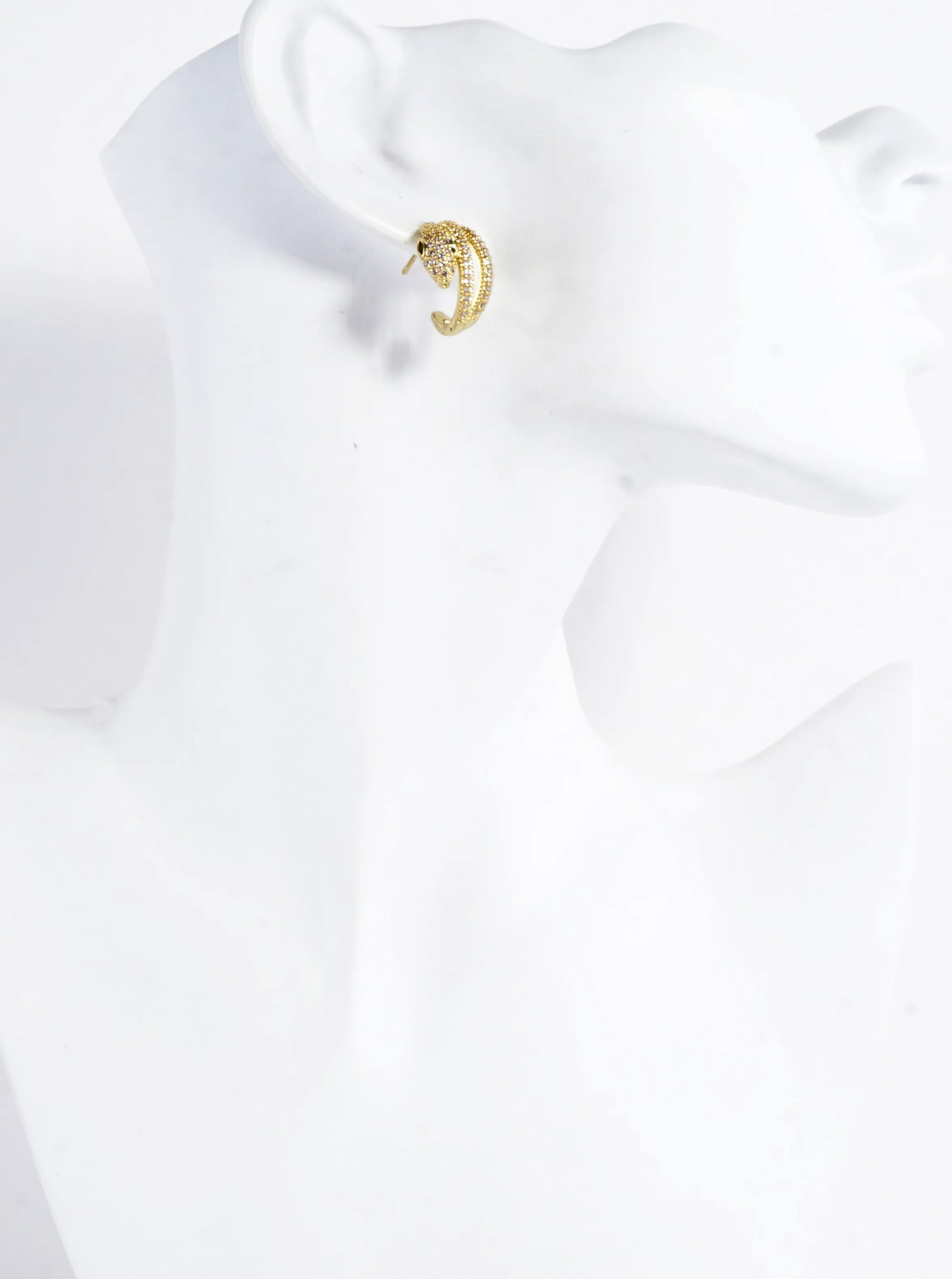 Sparkling CZ Pave Brass Snake Coil Hoop Earrings