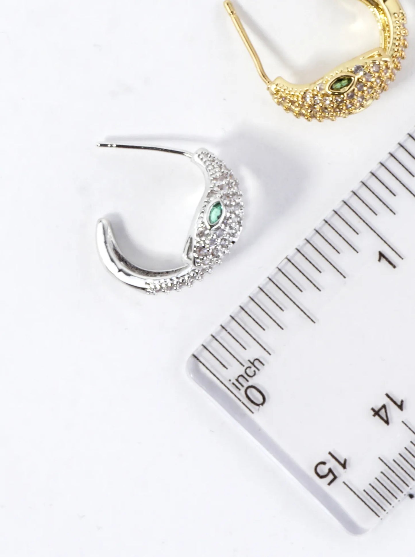 Sparkling CZ Pave Brass Snake Coil Hoop Earrings