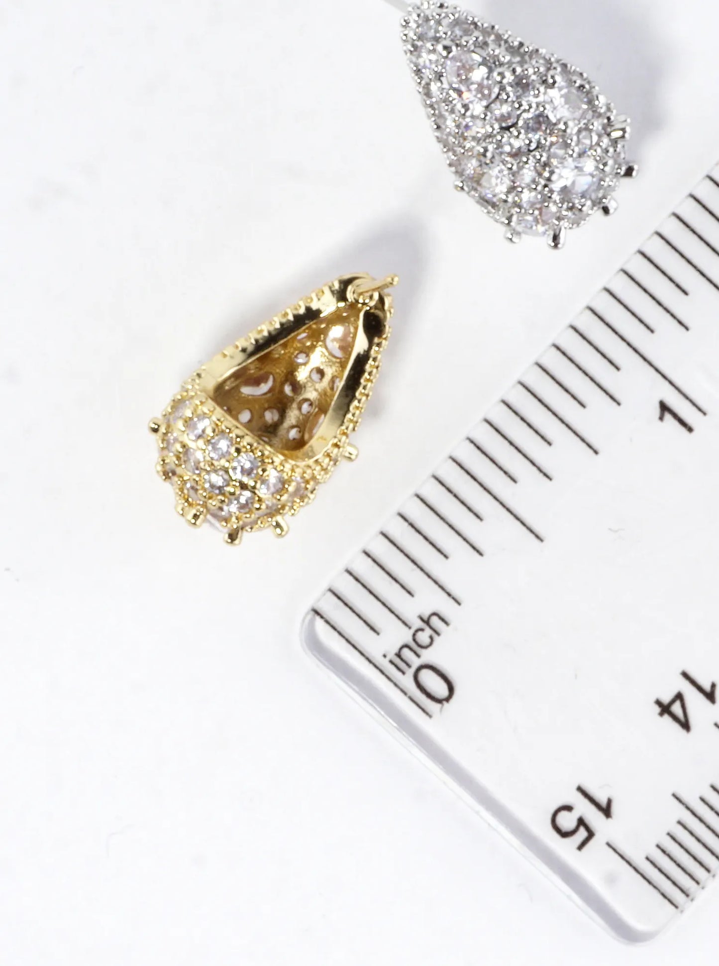 Sparkling CZ Pave Brass Teardrop Earrings