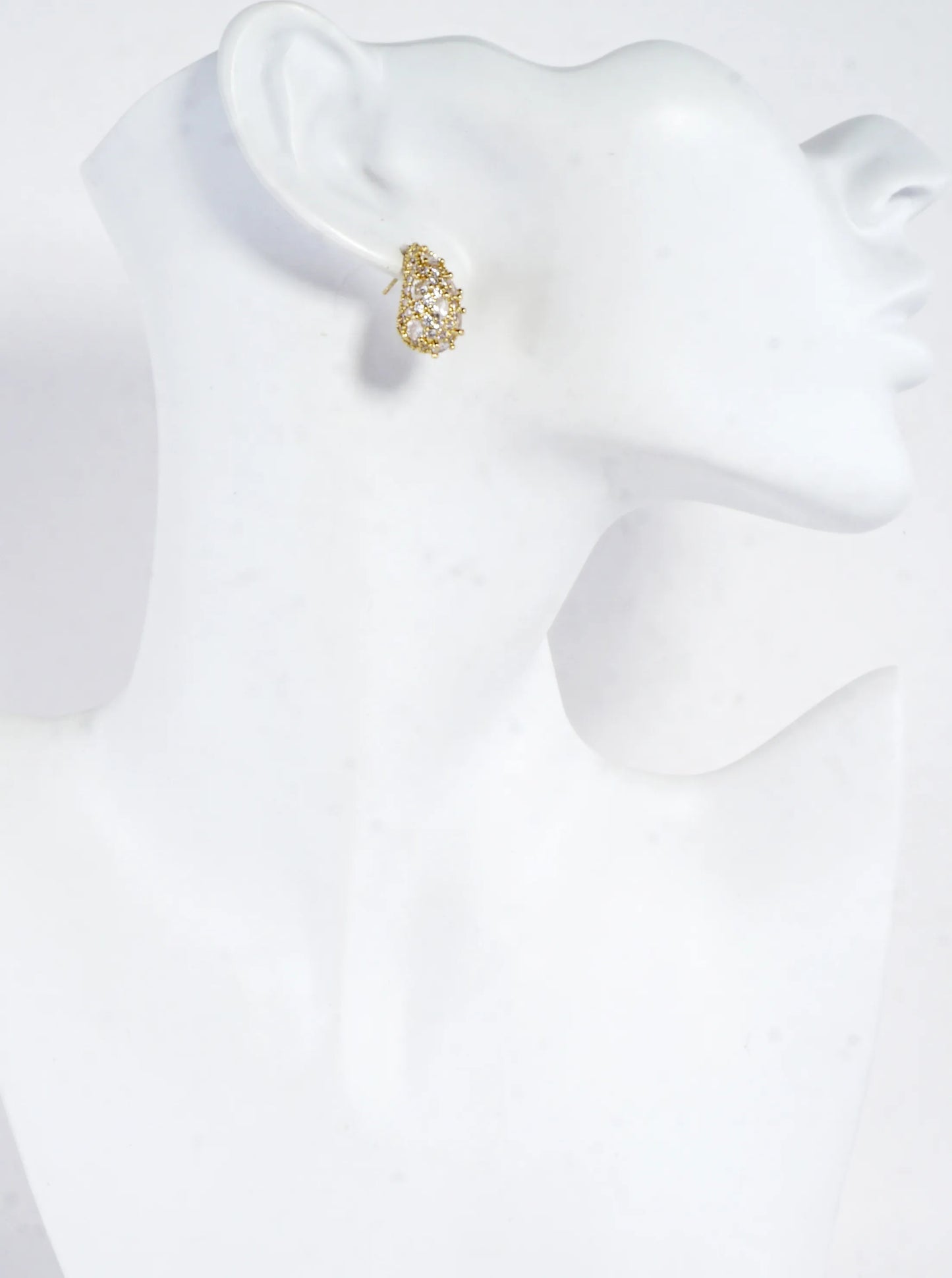 Sparkling CZ Pave Brass Teardrop Earrings