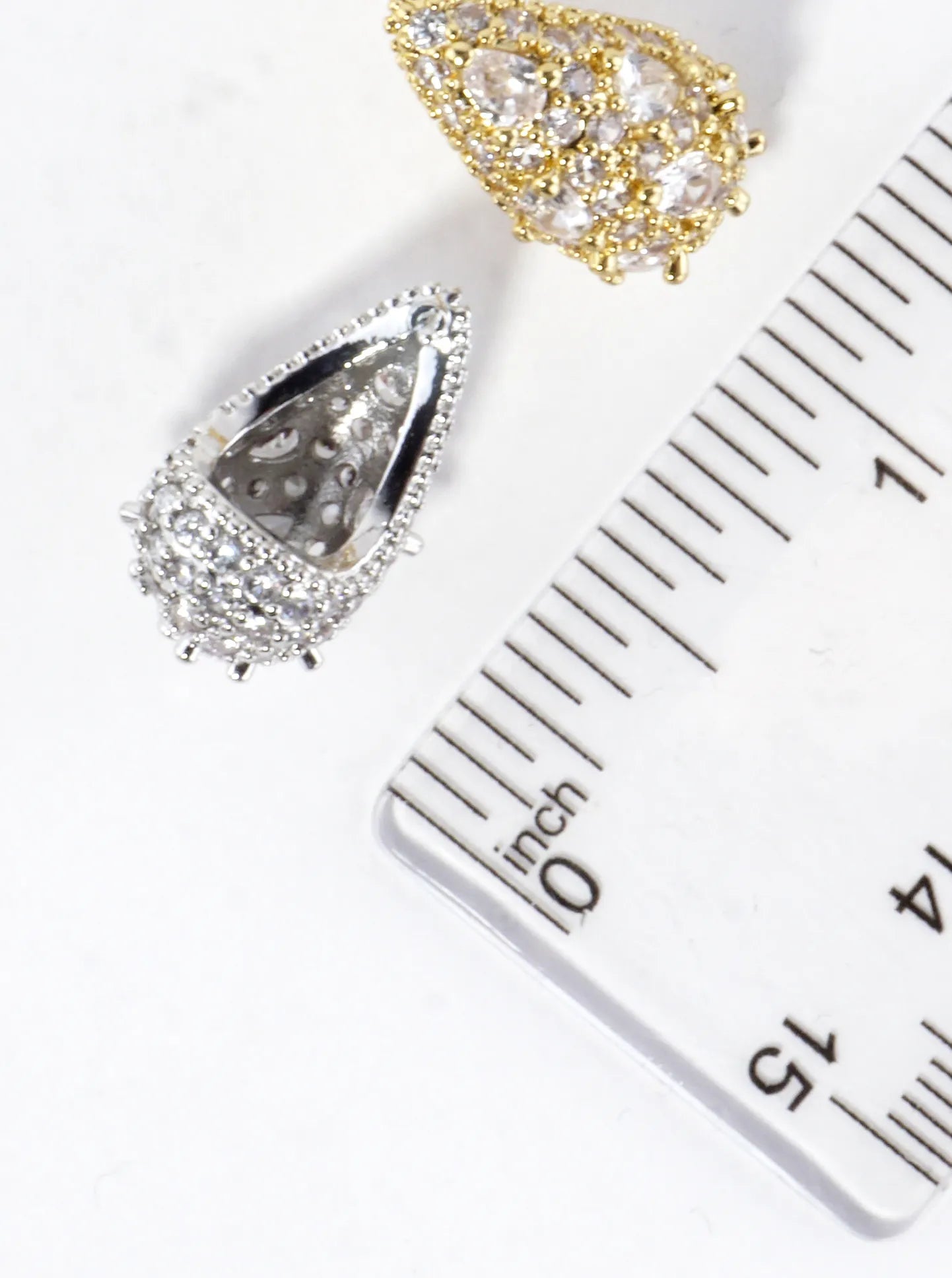 Sparkling CZ Pave Brass Teardrop Earrings