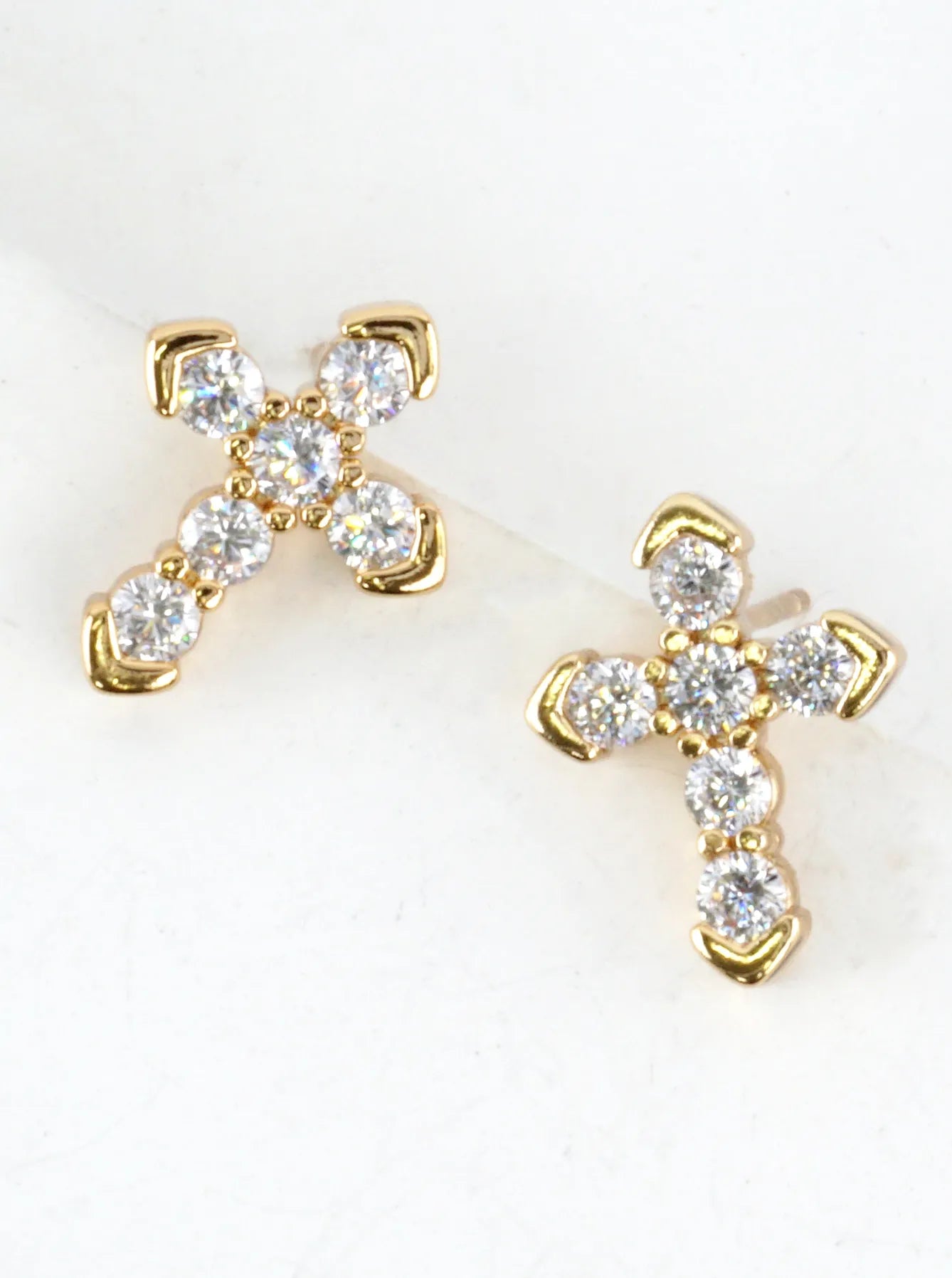 Sparkling Cross CZ Pave Stud Earrings
