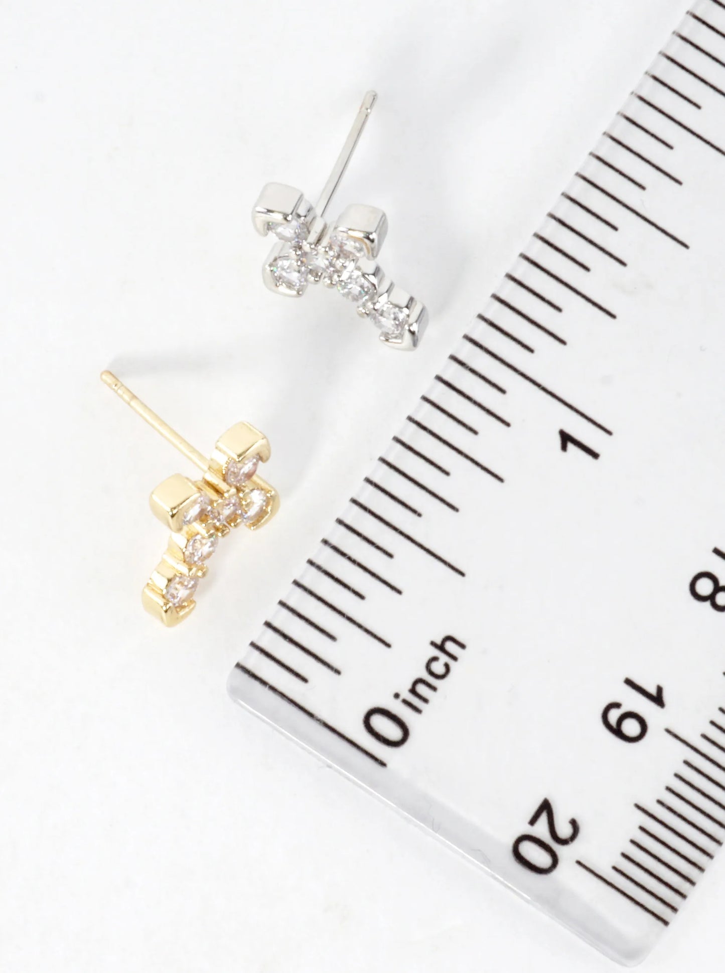 Sparkling Cross CZ Pave Stud Earrings