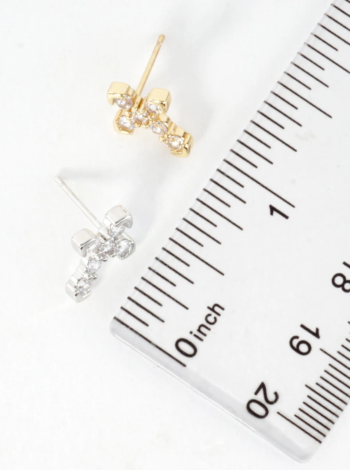 Sparkling Cross CZ Pave Stud Earrings