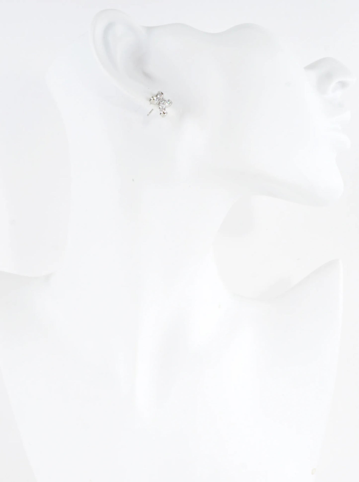 Sparkling Cross CZ Pave Stud Earrings