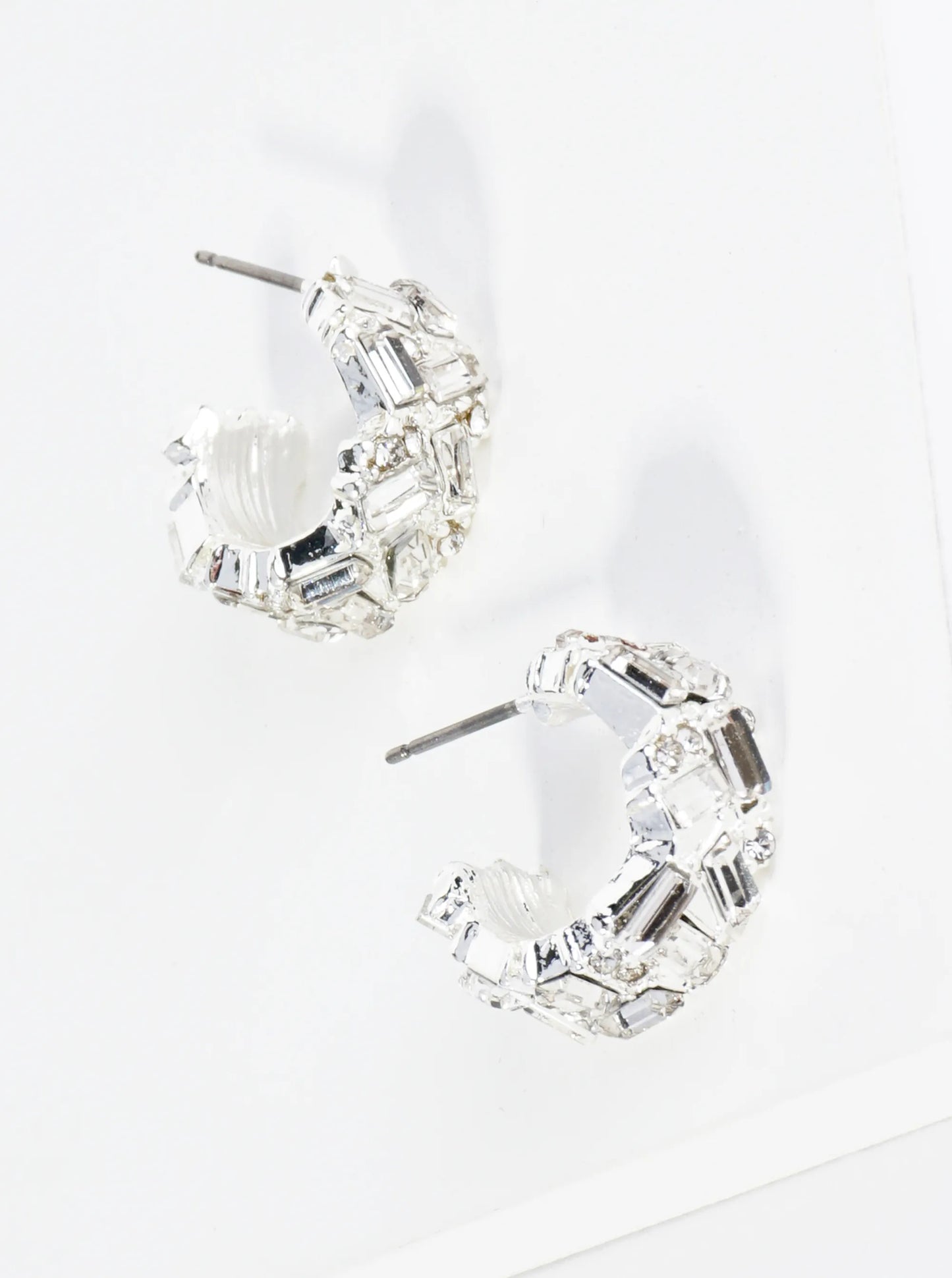 Sparkling Crystal 15mm Hoop Earrings