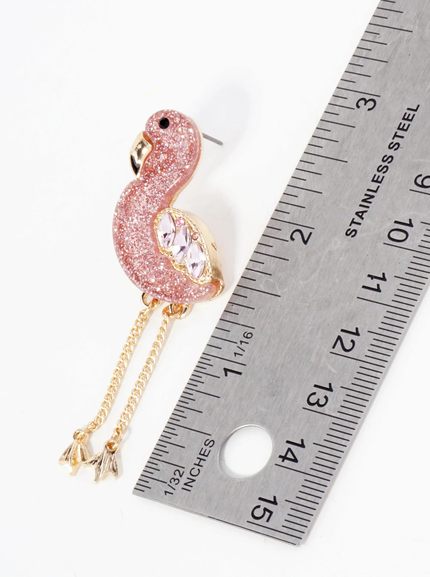 Sparkling Flamingo Tropical Bird Statement Earrings