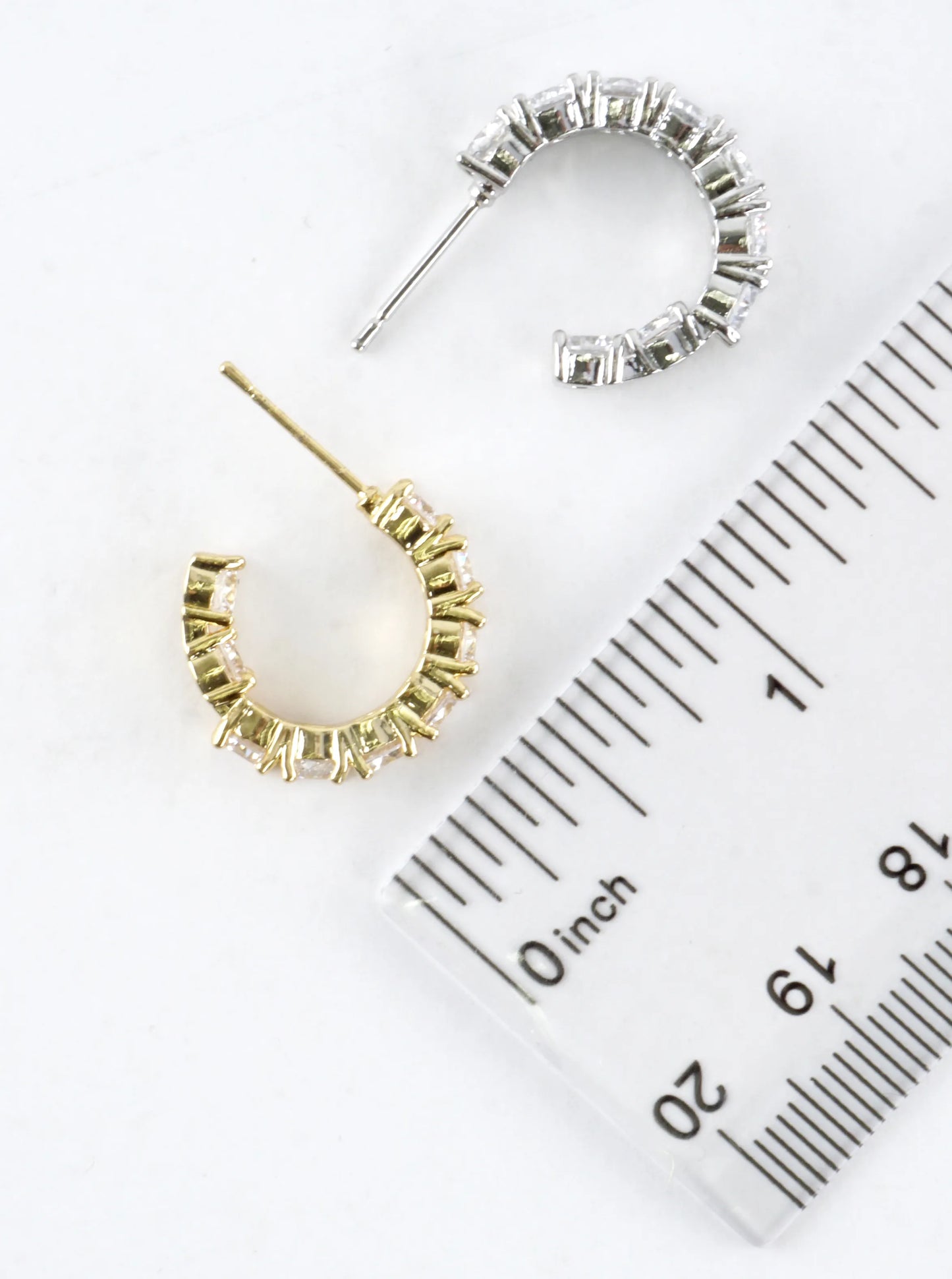 Sparkling Round Cubic Zirconia Half Hoop Earrings