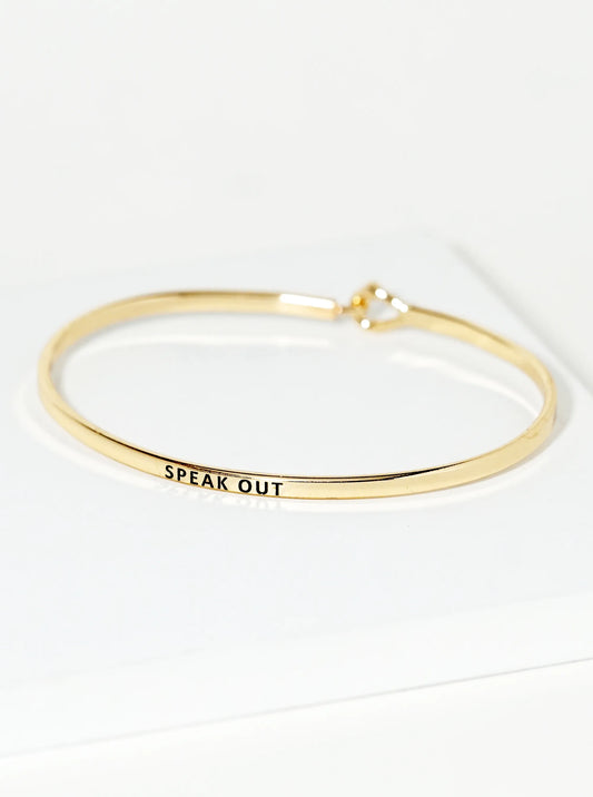 Speak Out Engraved Inspirational Bangle Bracelet