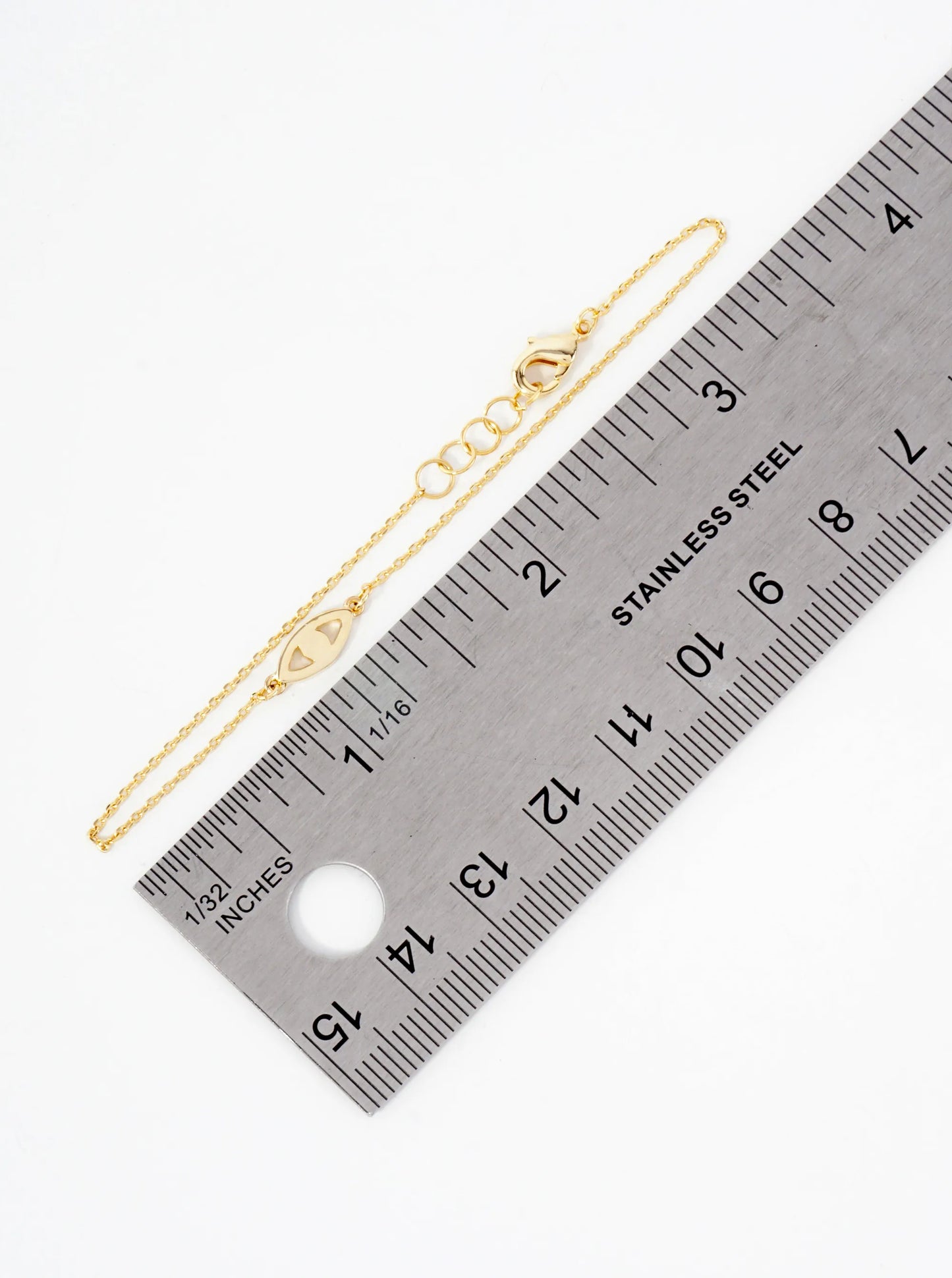 Spiritual-Theme 10mm Polished Brass Evil-Eye Accents 18K-Gold-Dipped Chain Bracelet