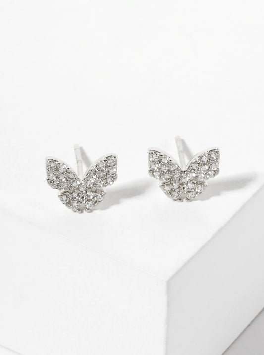 Tropical-Theme 18K-Gold-Dipped Pave Set Cubic-Zirconia Palm Tree Stud Earrings