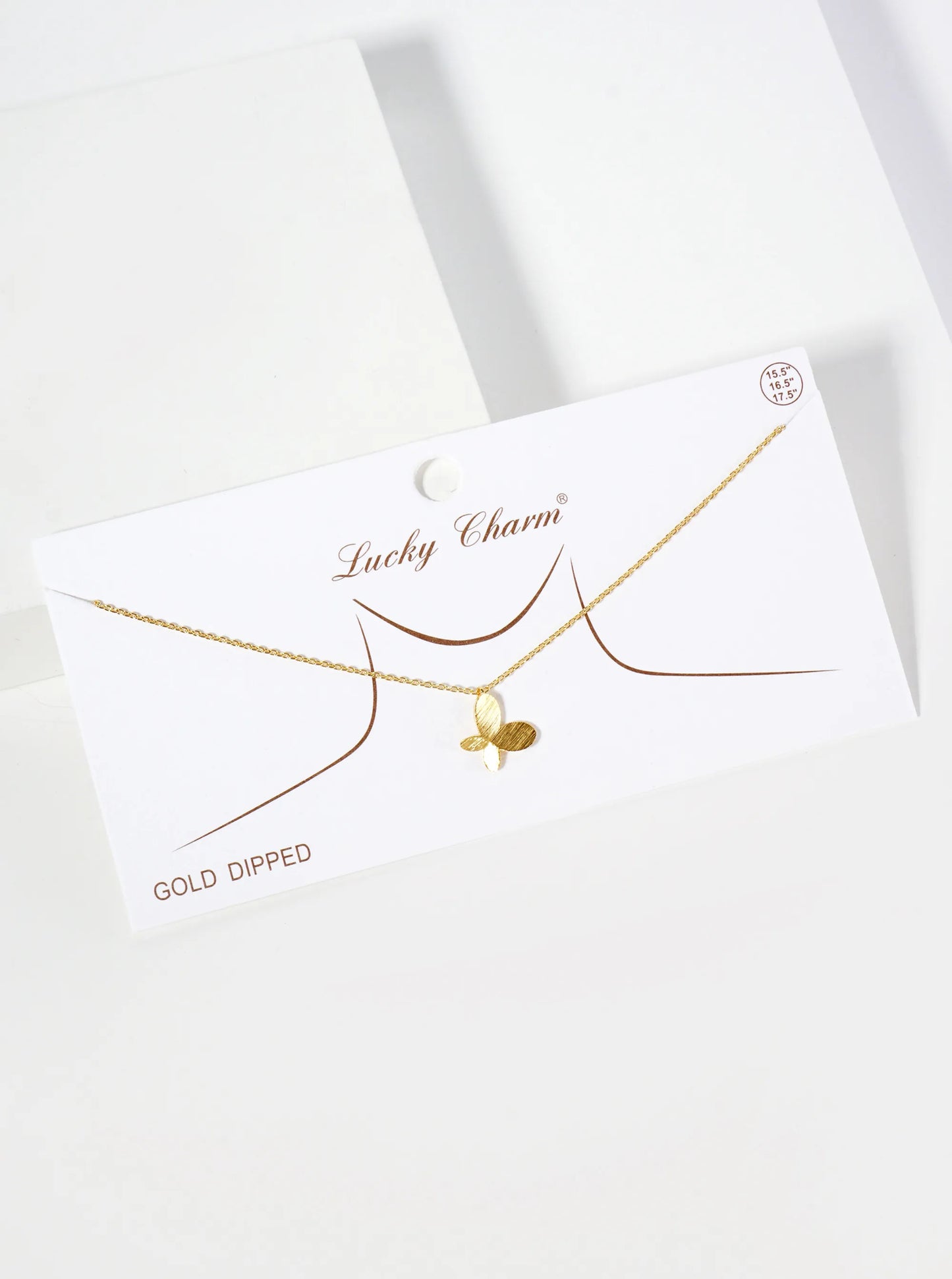 Spiritual-Theme 18K-Gold-Dipped Brushed-Texture Butterfly Pendant Necklace