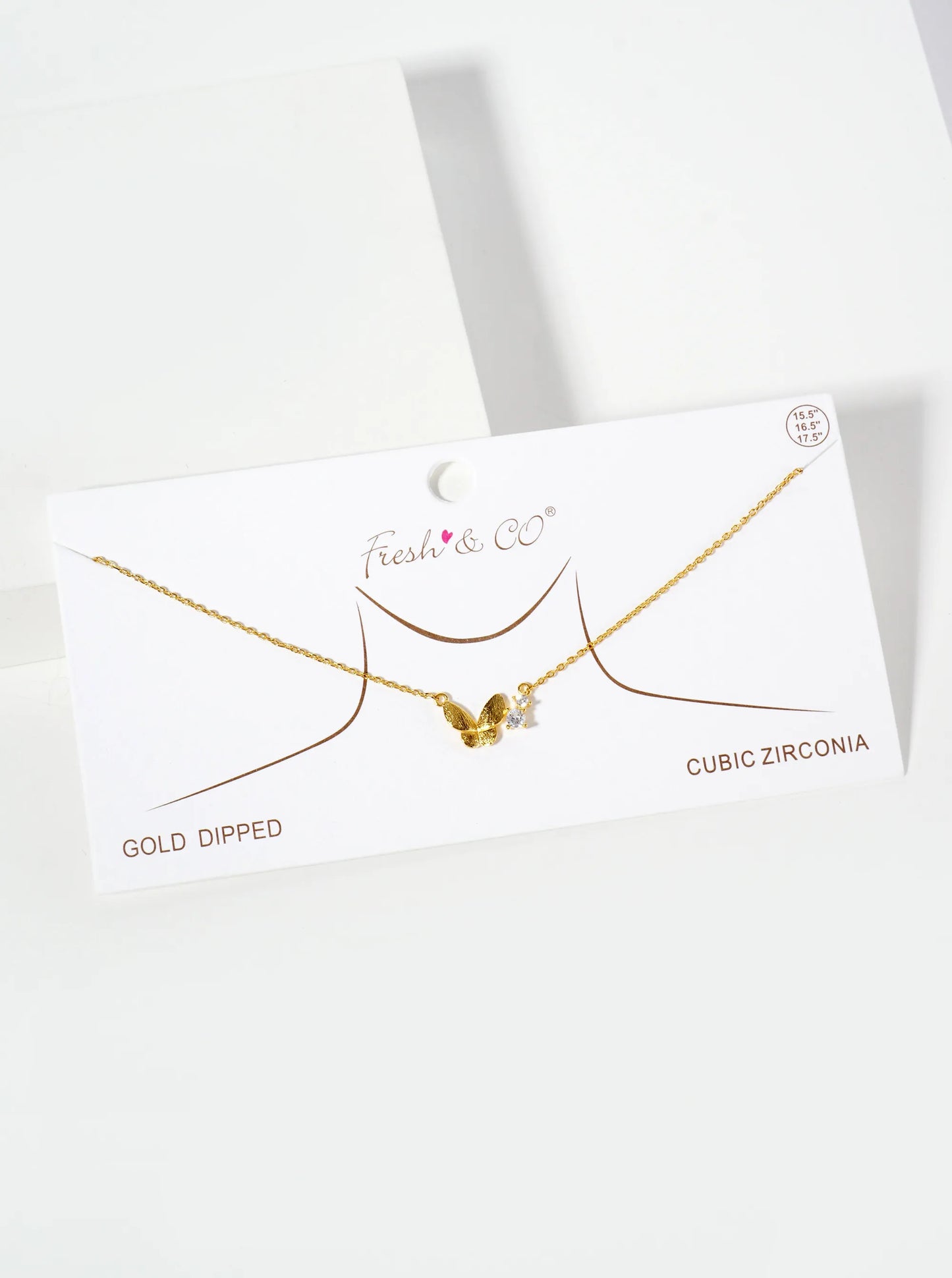 Spiritual-Theme 18K-Gold-Dipped Cubic-Zirconia Butterfly Pendant Necklace