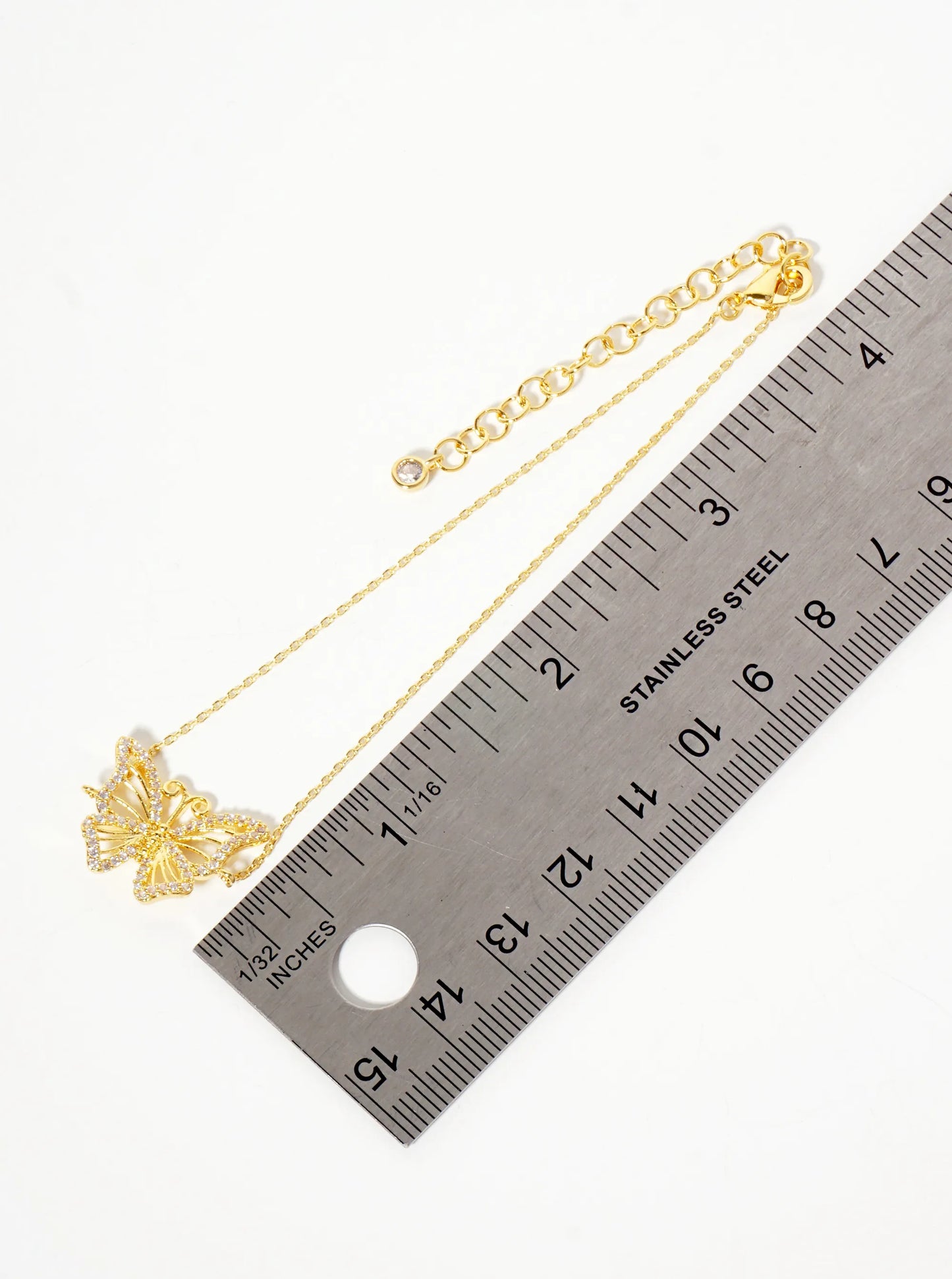 Spiritual-Theme 18K-Gold-Dipped Pave Set Cubic-Zirconia Butterfly Anklet