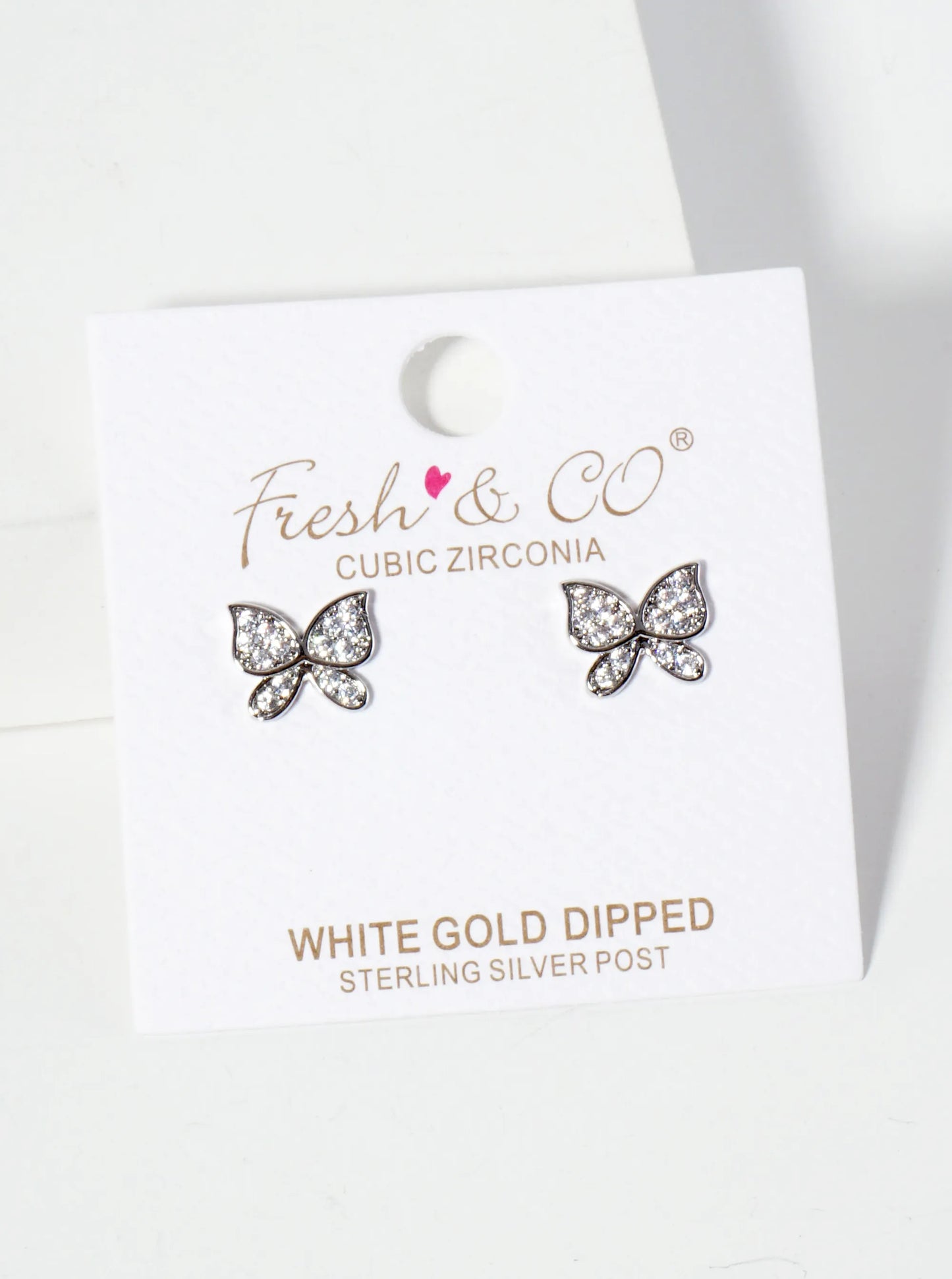 Spiritual-Theme 18K-Gold-Dipped Pave-Set Cubic-Zirconia Butterfly Stud Earrings