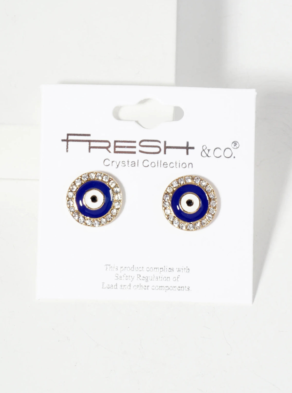 Spiritual-Theme Crystal-Pave 13mm Evil-Eye Stud Earrings
