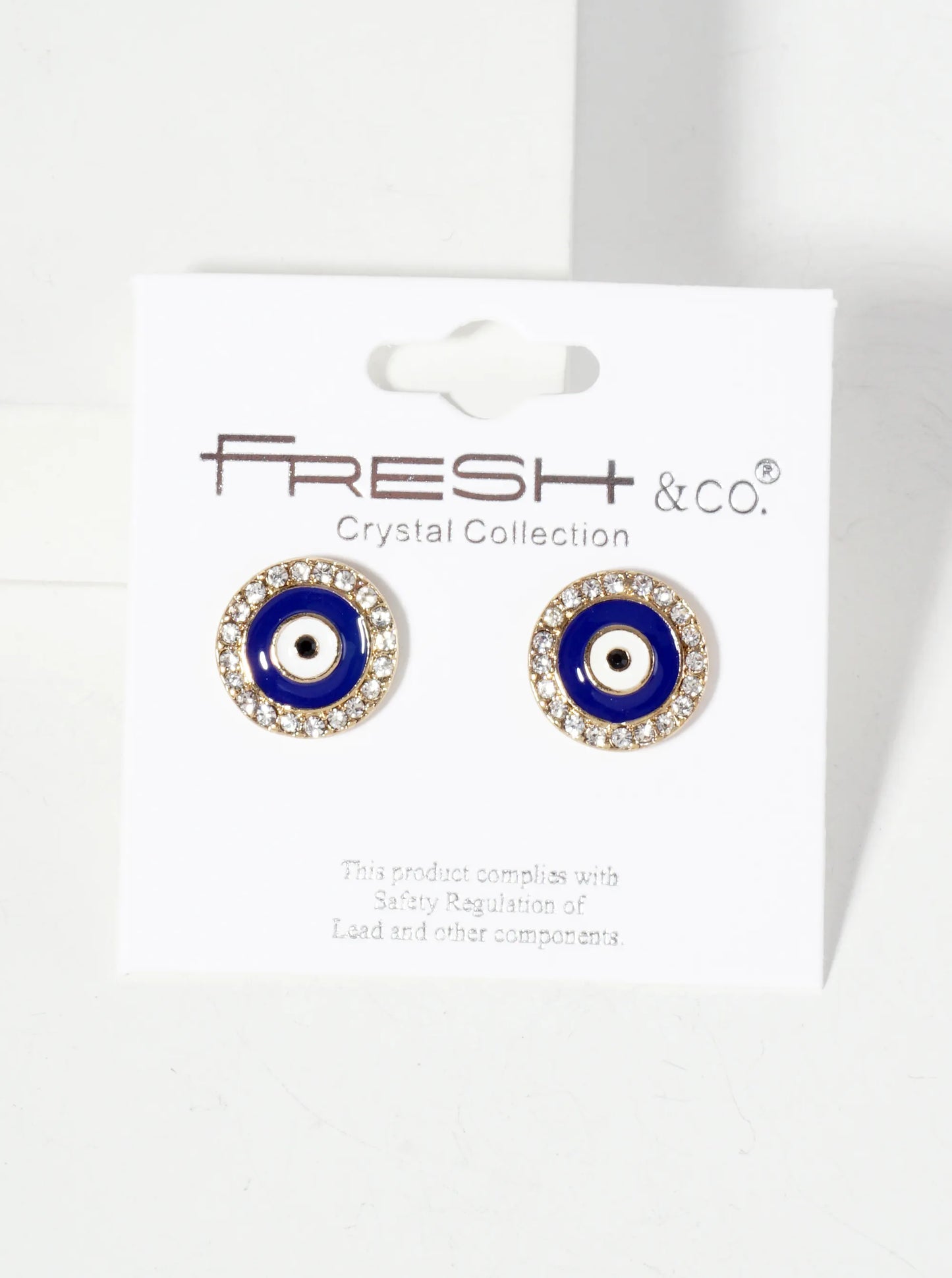 Spiritual-Theme Crystal-Pave 13mm Evil-Eye Stud Earrings