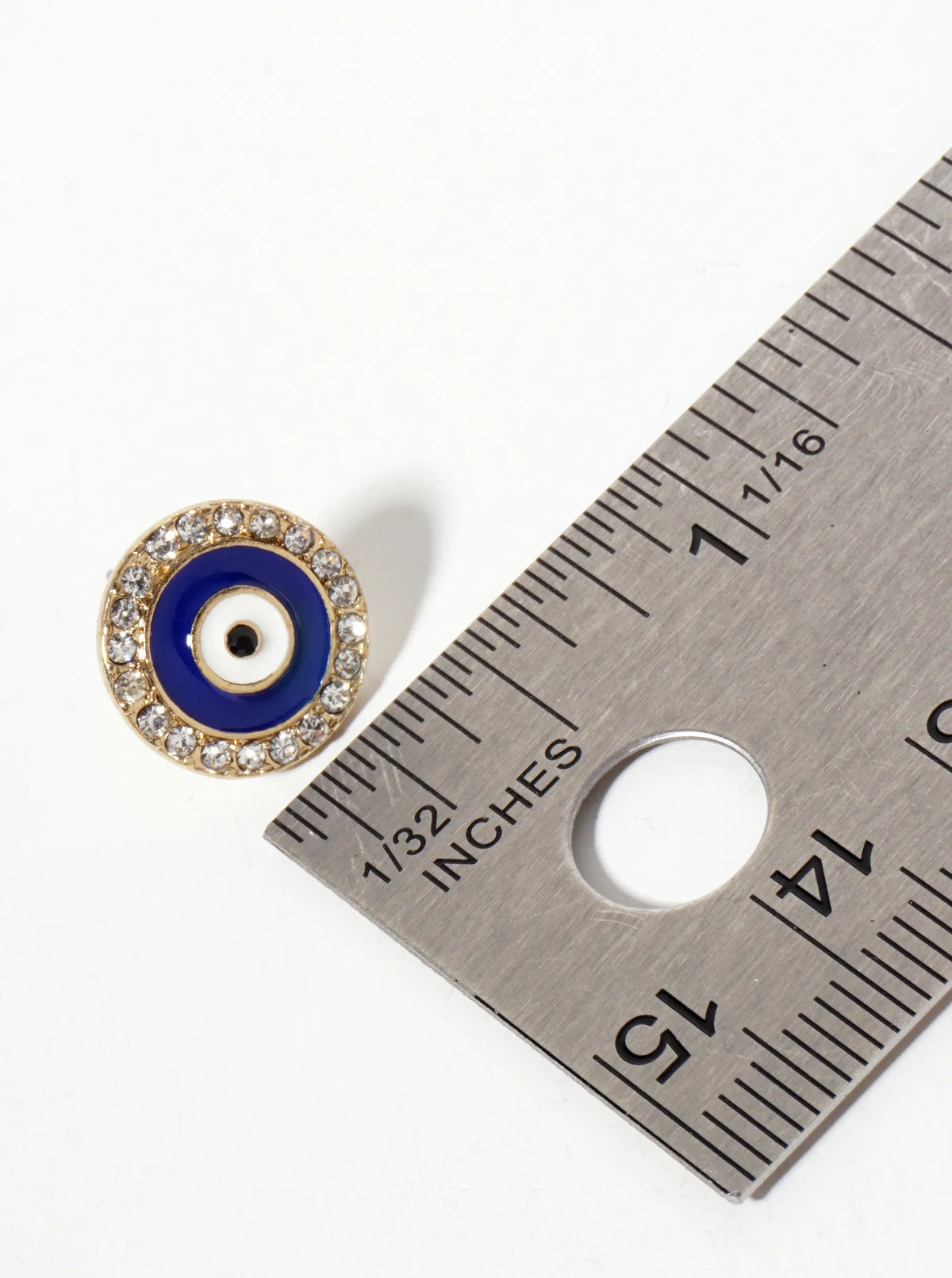 Spiritual-Theme Crystal-Pave 13mm Evil-Eye Stud Earrings