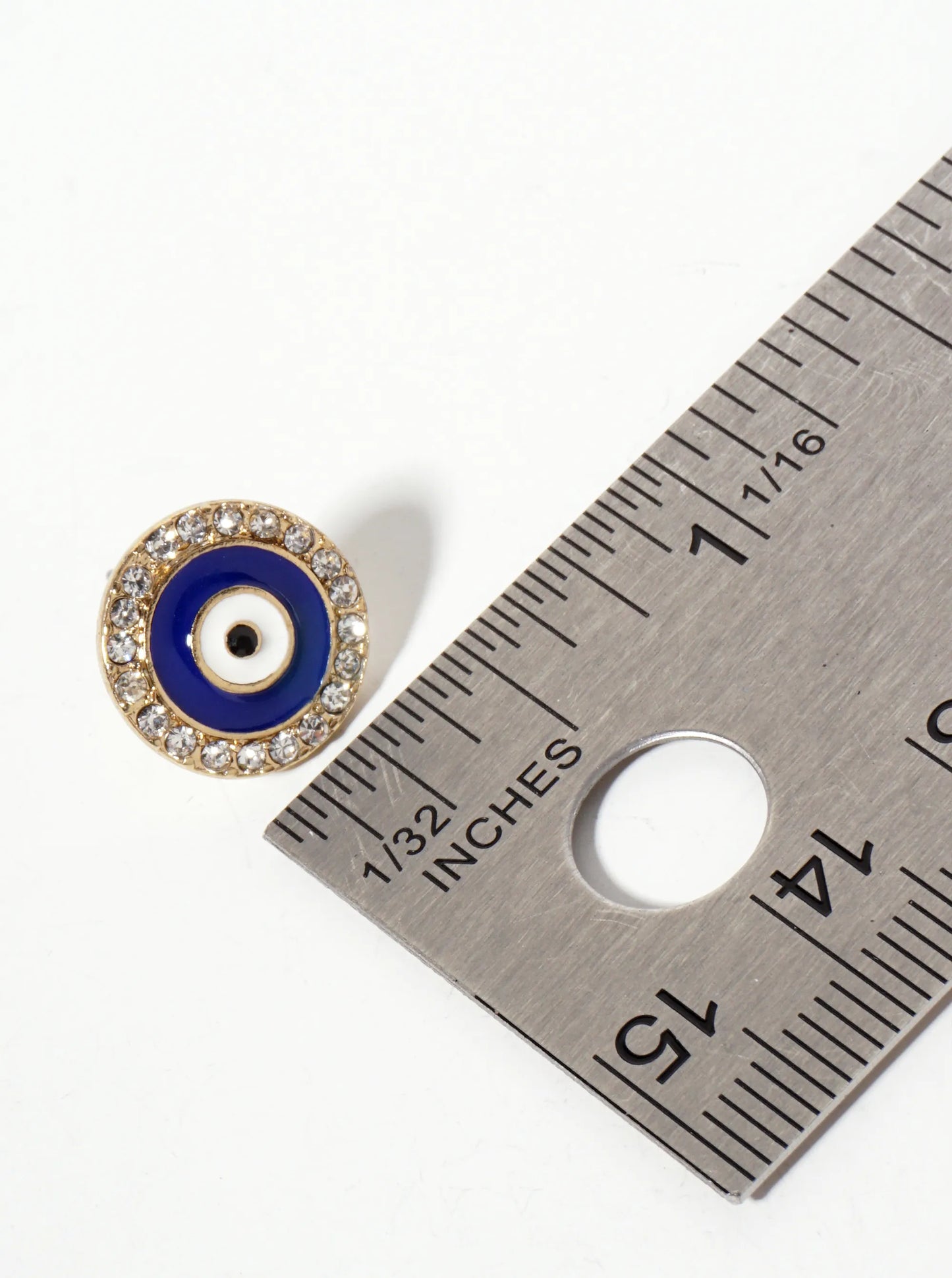 Spiritual-Theme Crystal-Pave 13mm Evil-Eye Stud Earrings