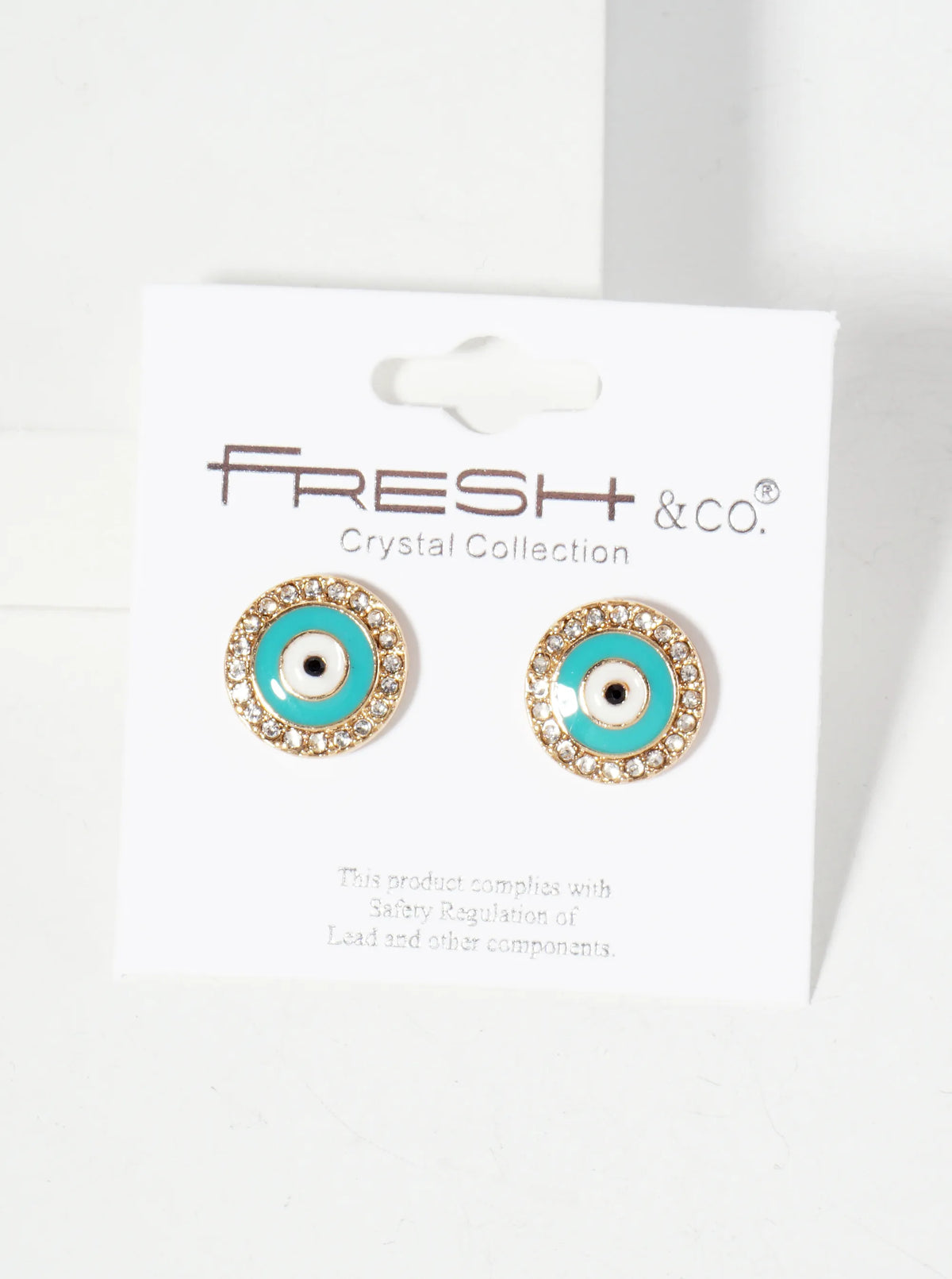 Spiritual-Theme Crystal-Pave 13mm Evil-Eye Stud Earrings