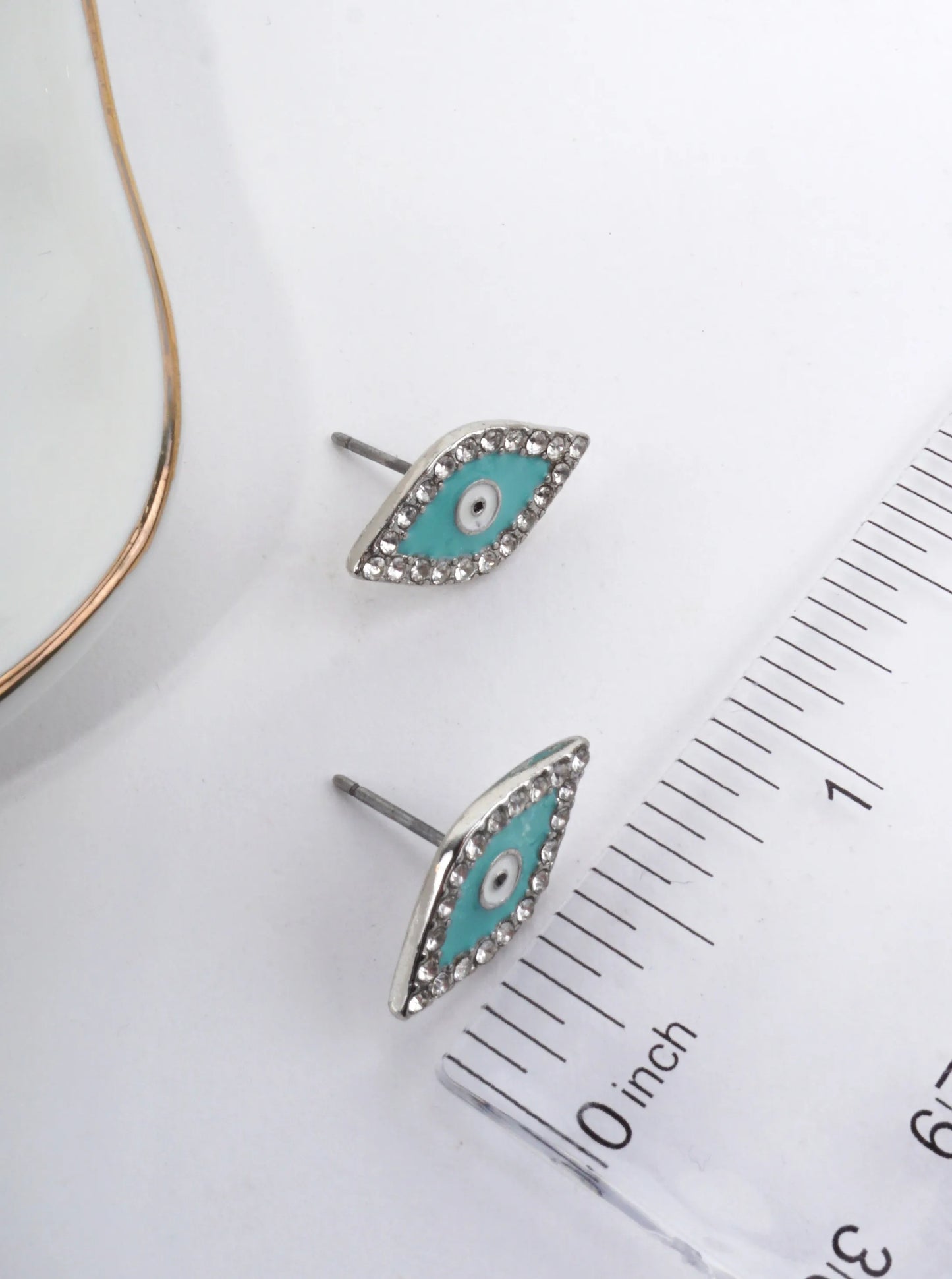 Spiritual-Theme Crystal-Pave 13mm Evil-Eye Stud Earrings