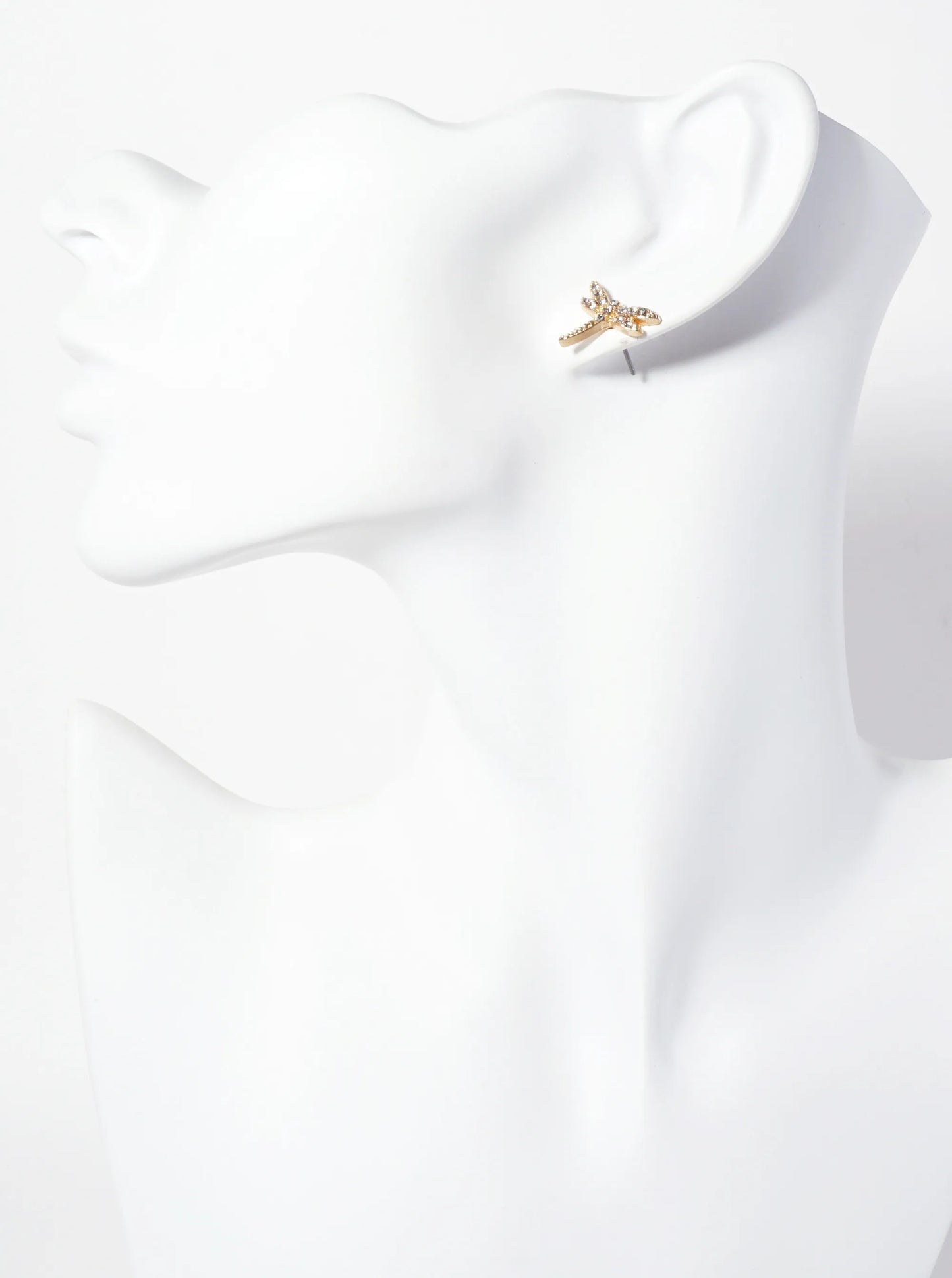 Spiritual-Theme Crystal-Pave Symmetrical Dragonfly Stud Earrings