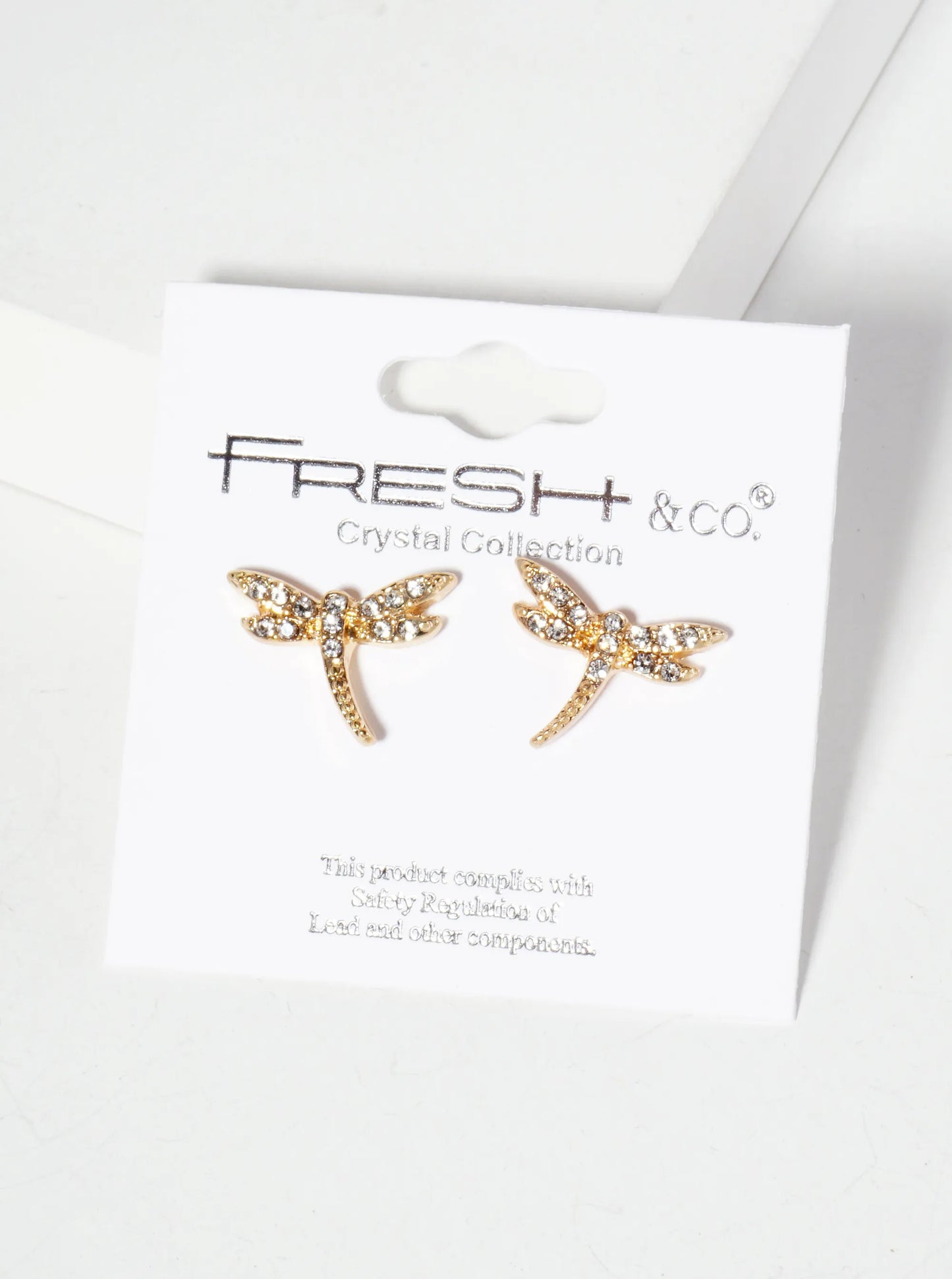 Spiritual-Theme Crystal-Pave Symmetrical Dragonfly Stud Earrings