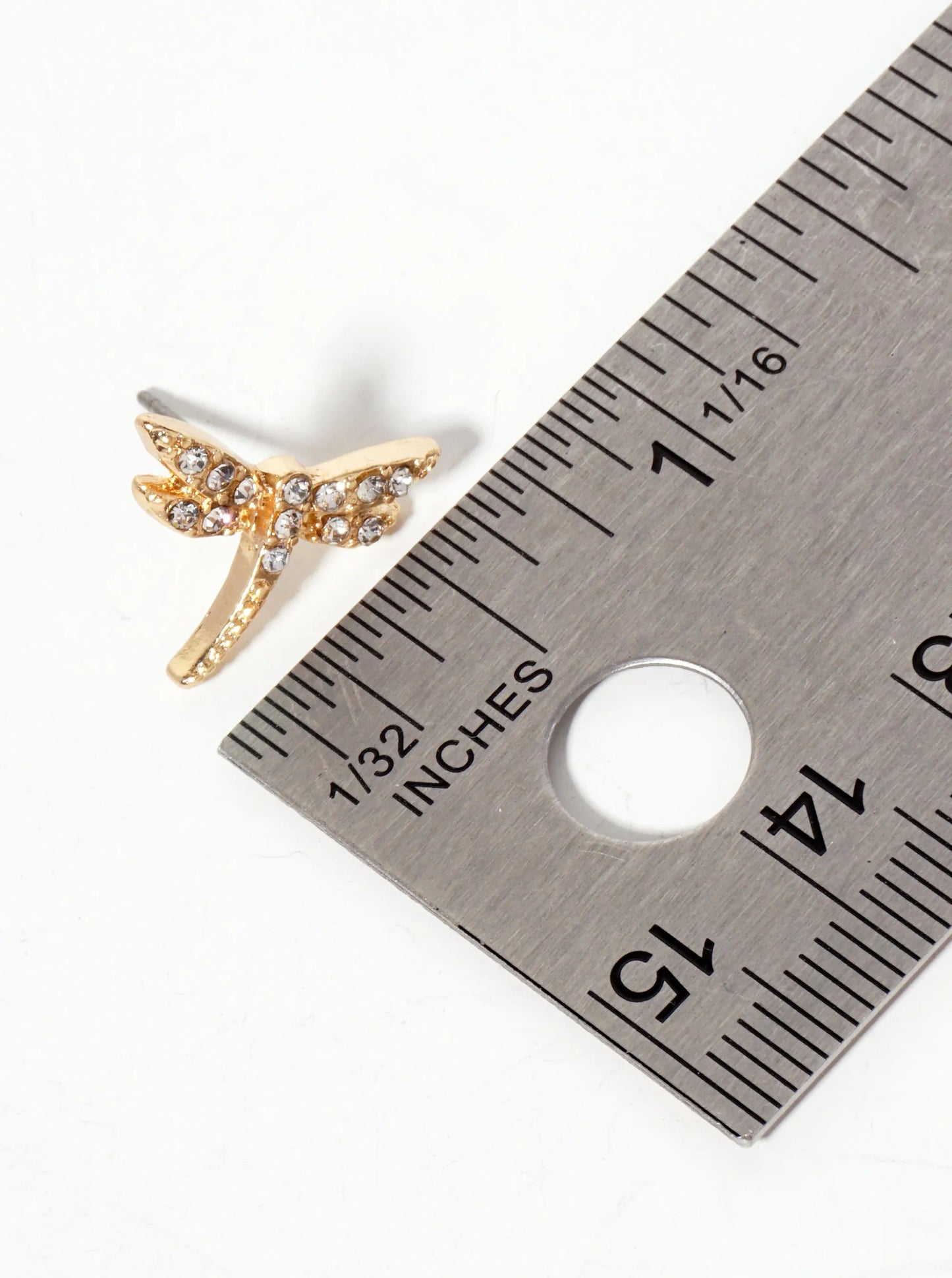 Spiritual-Theme Crystal-Pave Symmetrical Dragonfly Stud Earrings