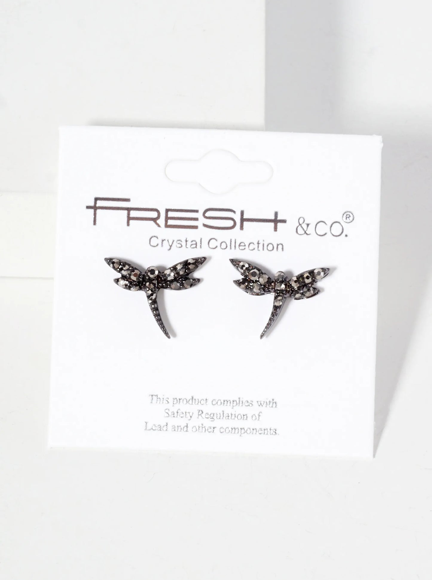 Spiritual-Theme Crystal-Pave Symmetrical Dragonfly Stud Earrings