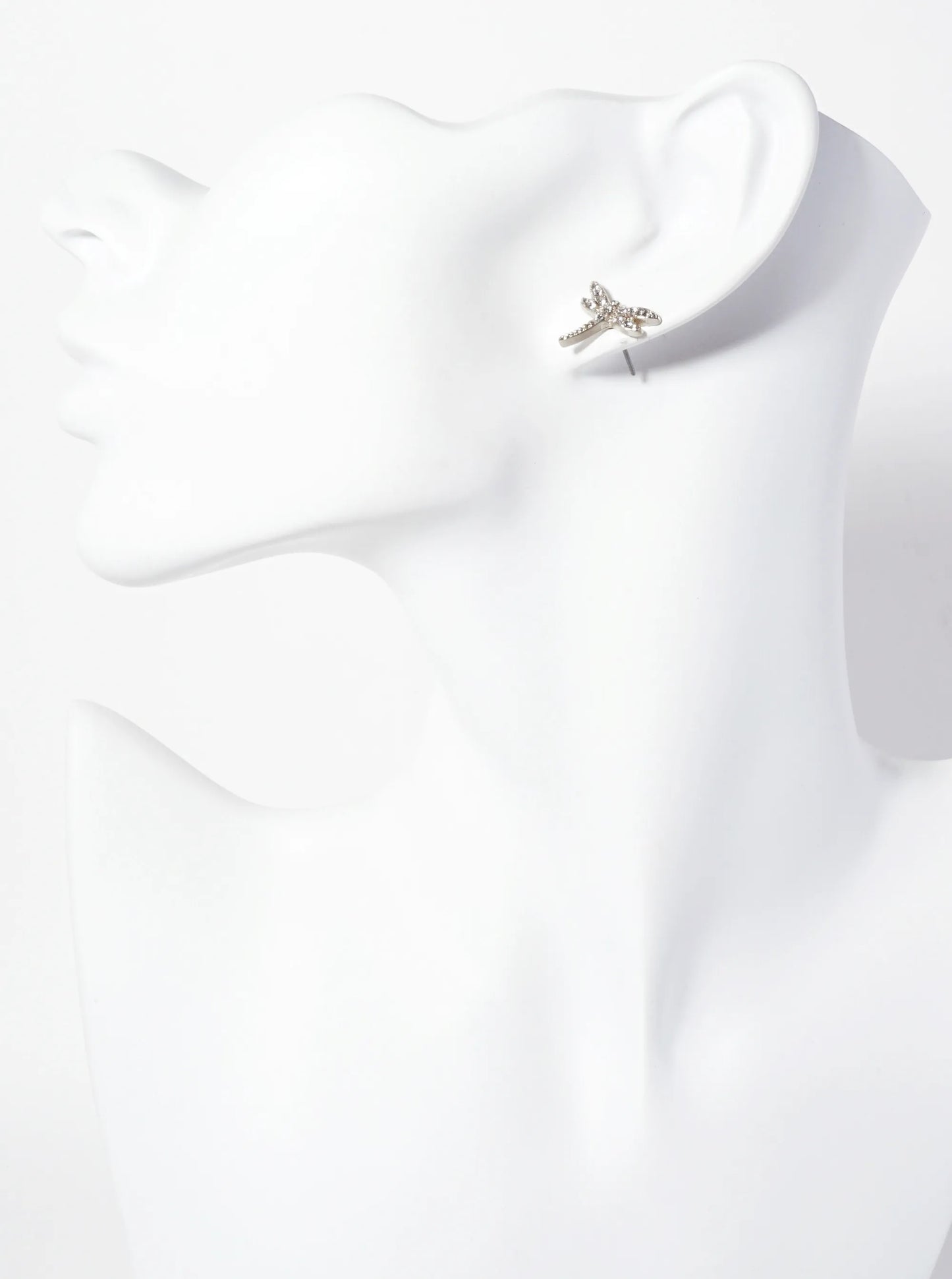Spiritual-Theme Crystal-Pave Symmetrical Dragonfly Stud Earrings