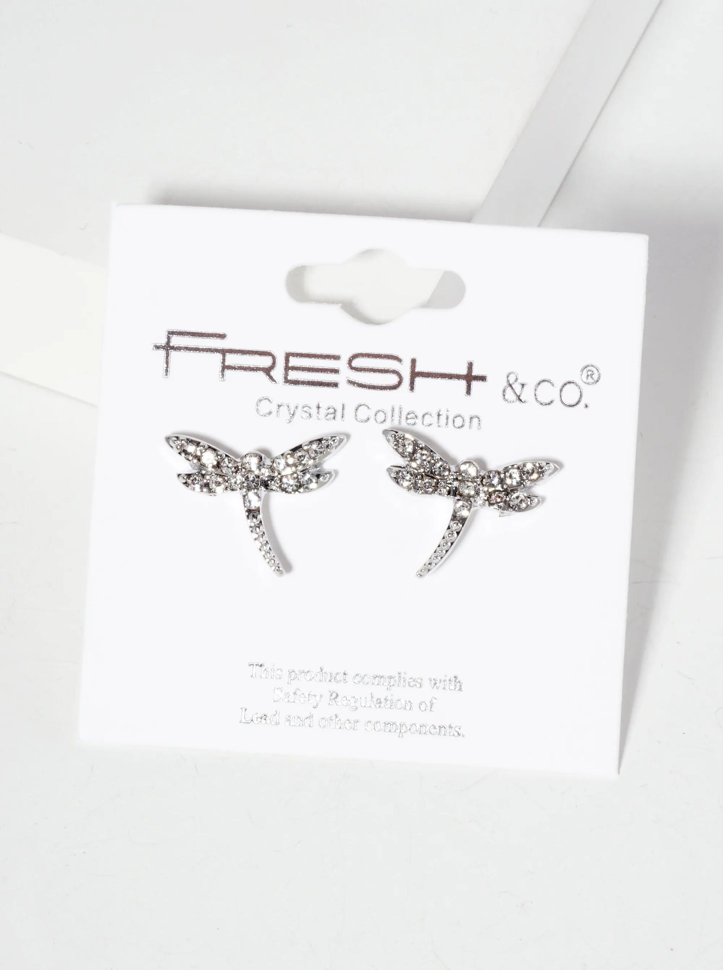 Spiritual-Theme Crystal-Pave Symmetrical Dragonfly Stud Earrings