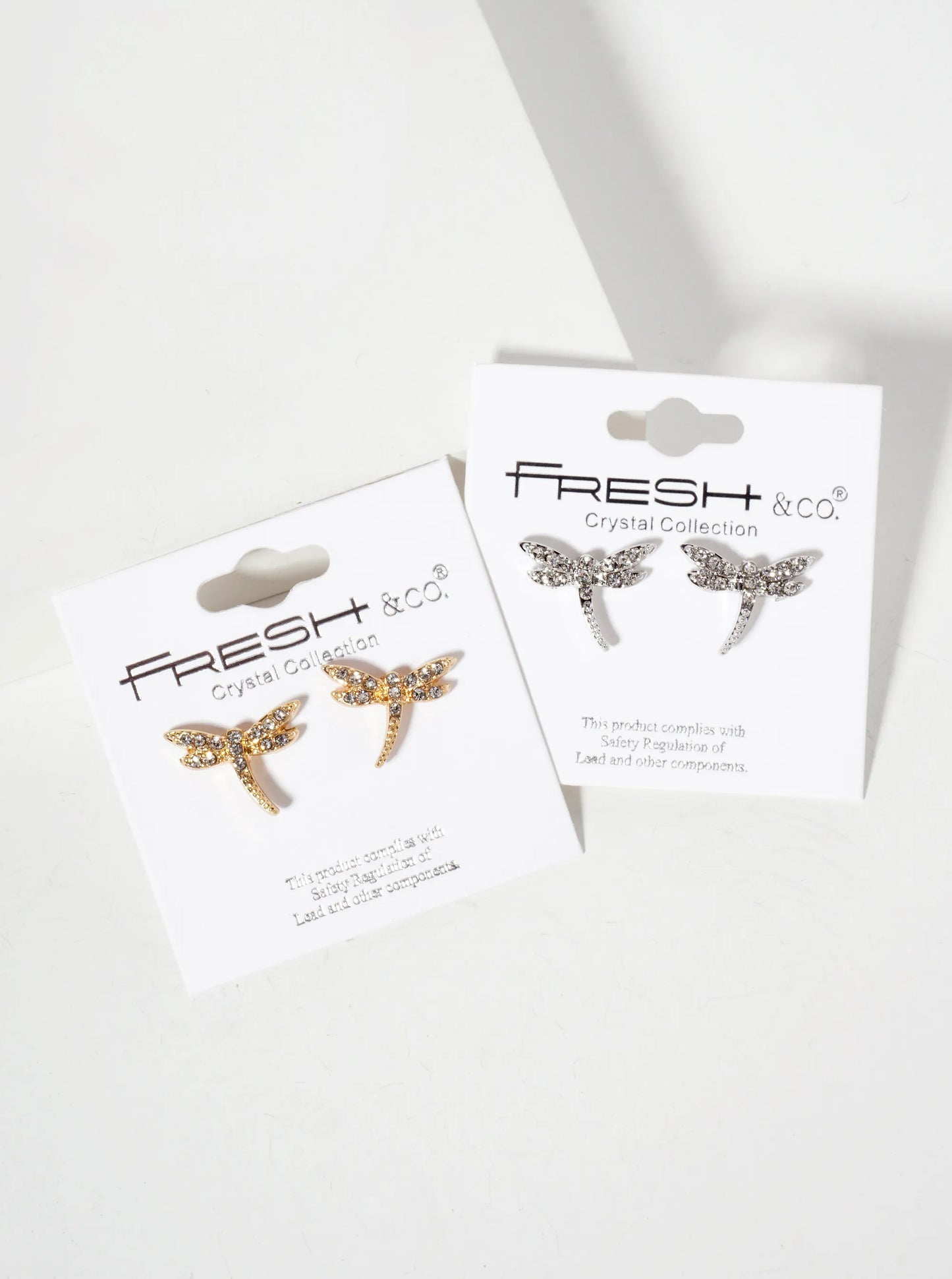 Spiritual-Theme Crystal-Pave Symmetrical Dragonfly Stud Earrings
