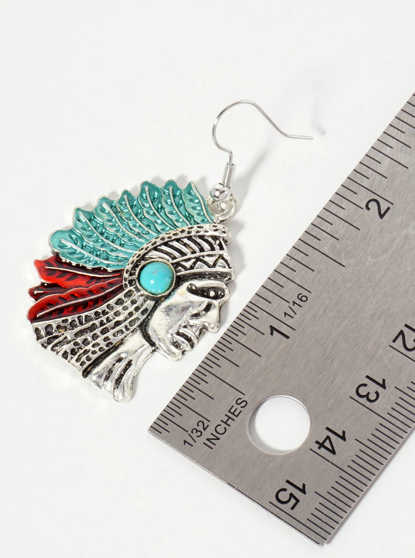 Spiritual-Theme Native-American Indian-Chief Head Drop Tribal Earrings