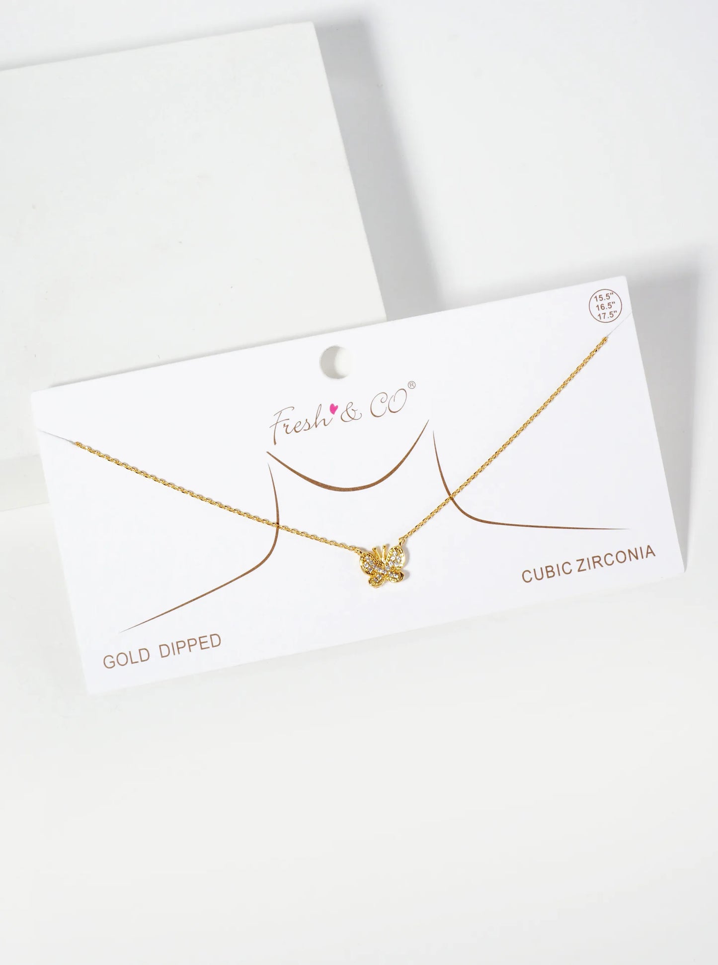 Spiritual-Theme Pave-Set Cubic-Zirconia Butterfly Pendant 18K-Gold-Dipped Necklace