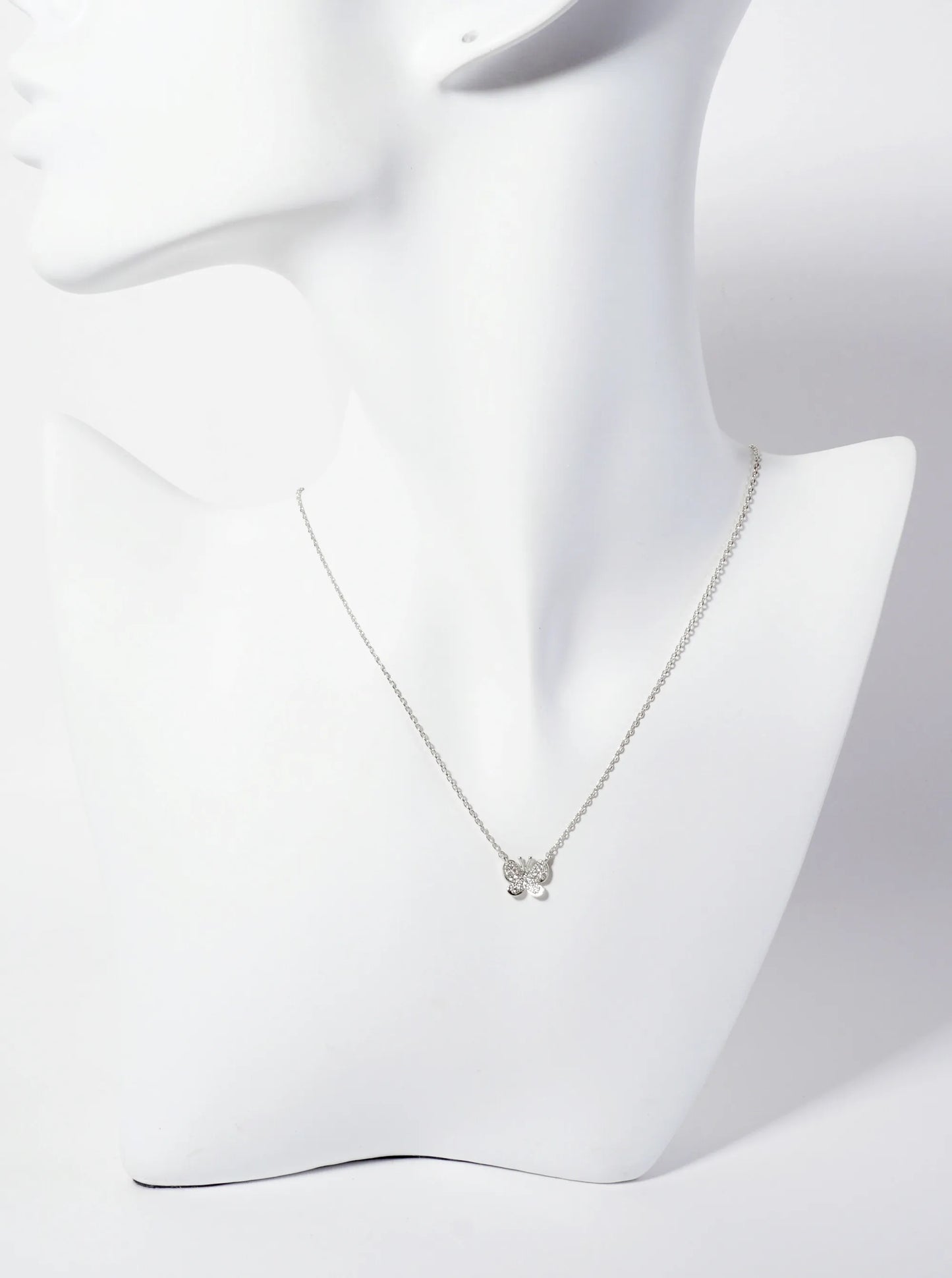 Spiritual-Theme Pave-Set Cubic-Zirconia Butterfly Pendant 18K-Gold-Dipped Necklace