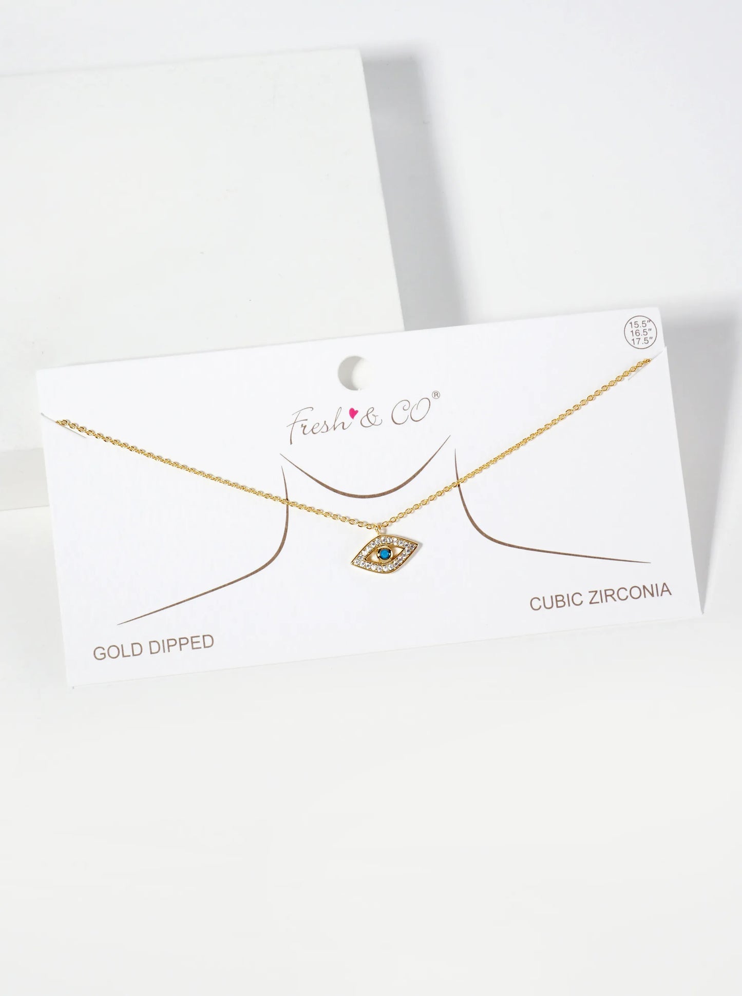 Spiritual-Theme Pave-Set Cubic-Zirconia Evil-Eye Pendant 18K-Gold-Dipped Necklace