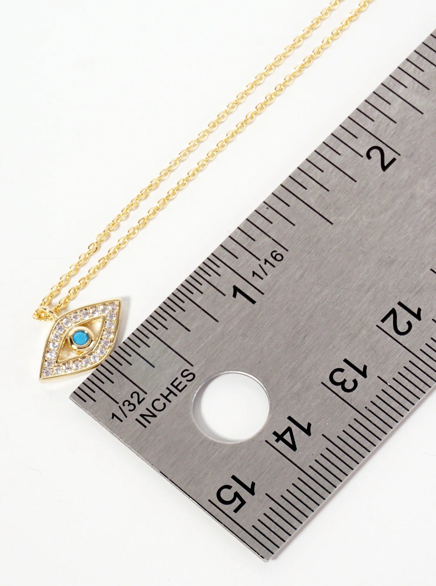 Spiritual-Theme Pave-Set Cubic-Zirconia Evil-Eye Pendant 18K-Gold-Dipped Necklace