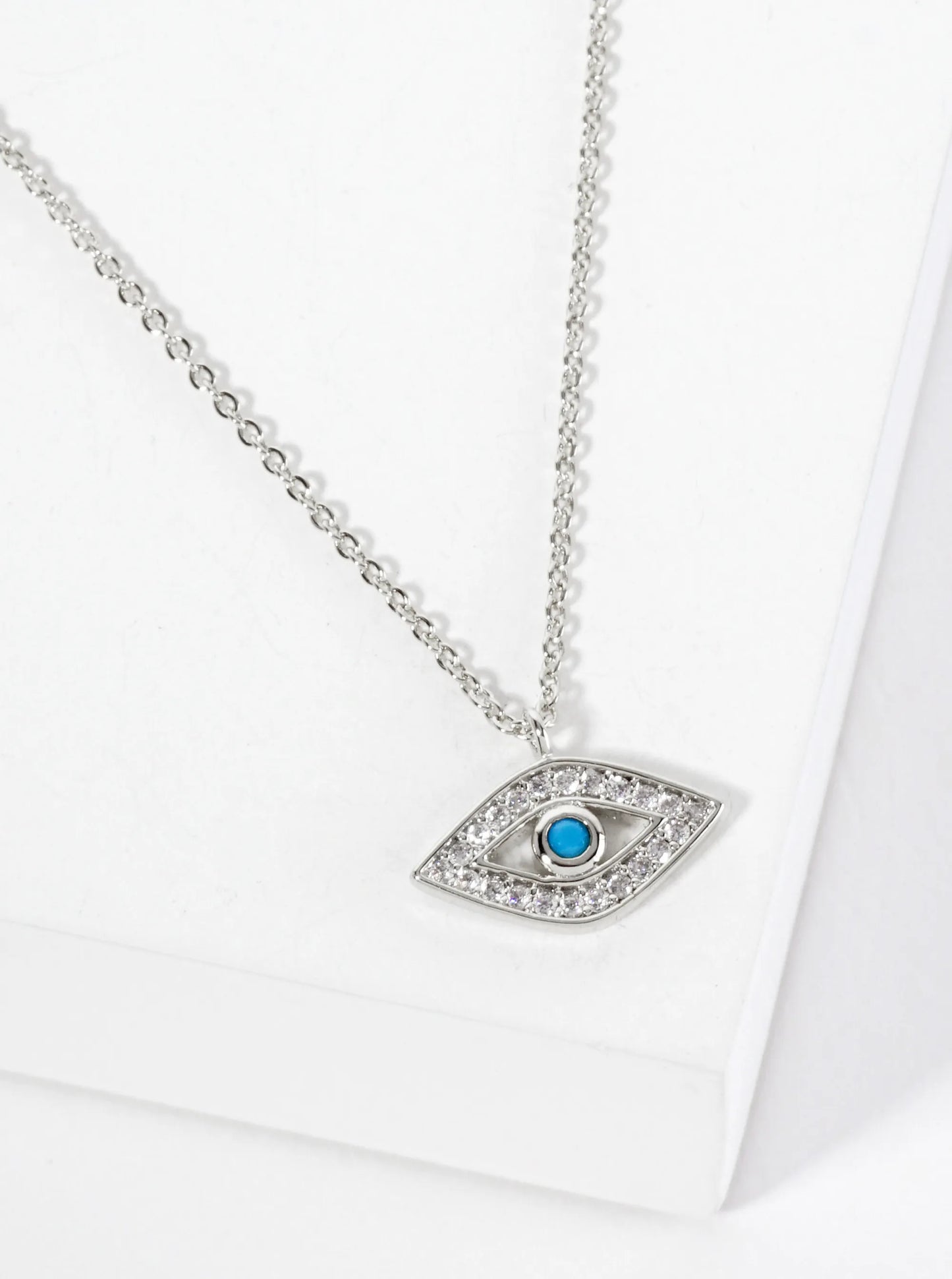 Spiritual-Theme Pave-Set Cubic-Zirconia Evil-Eye Pendant 18K-Gold-Dipped Necklace