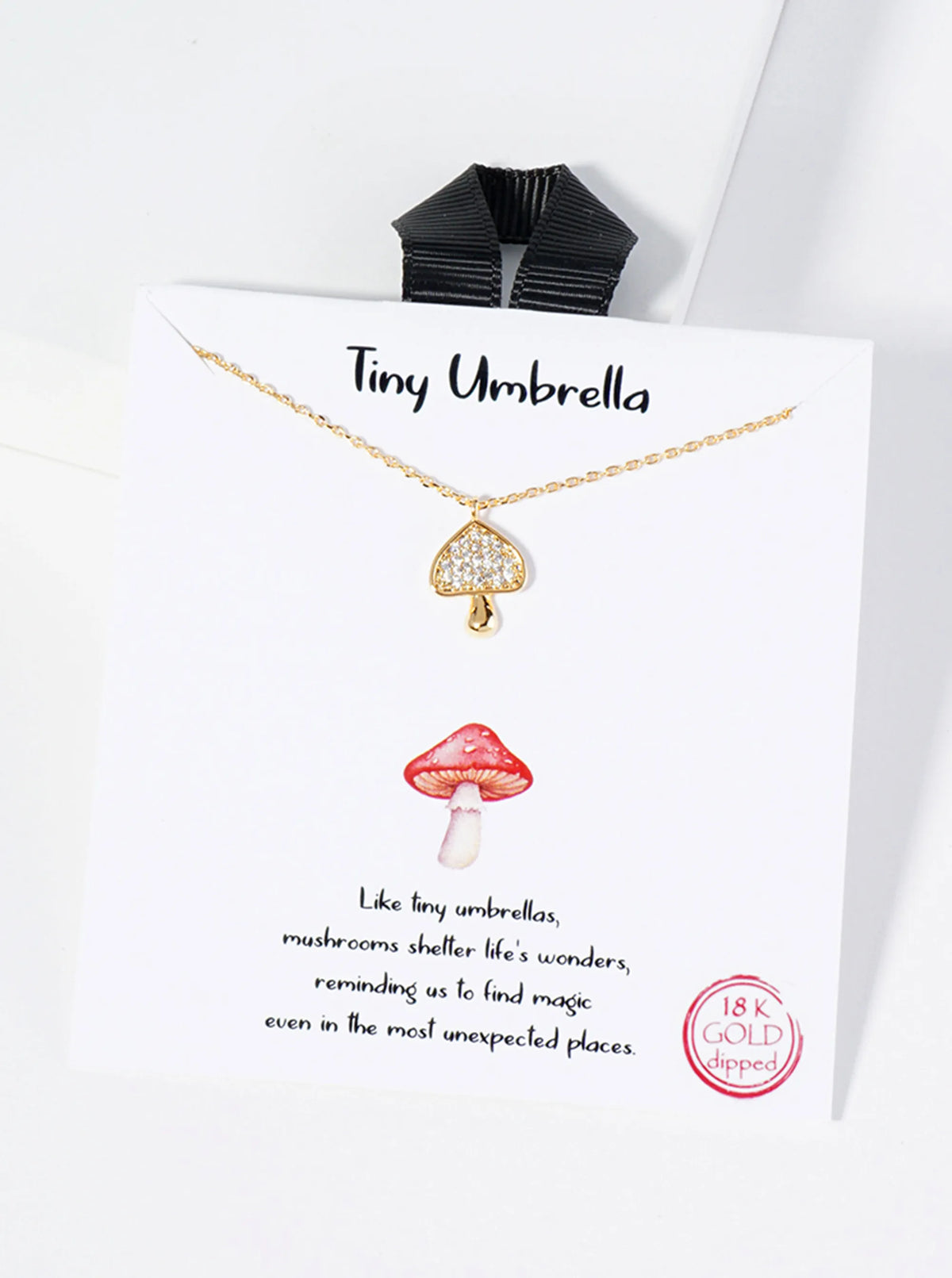 Spiritual-Theme Pave-Set Cubic-Zirconia Mushroom Pendant Necklace