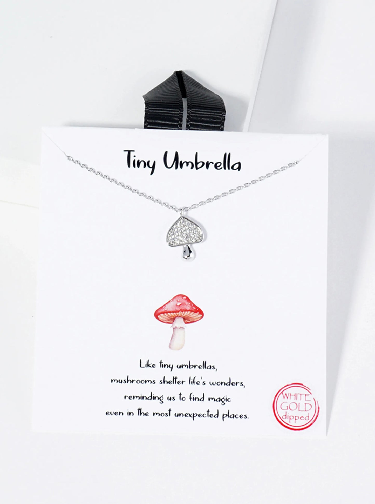 Spiritual-Theme Pave-Set Cubic-Zirconia Mushroom Pendant Necklace