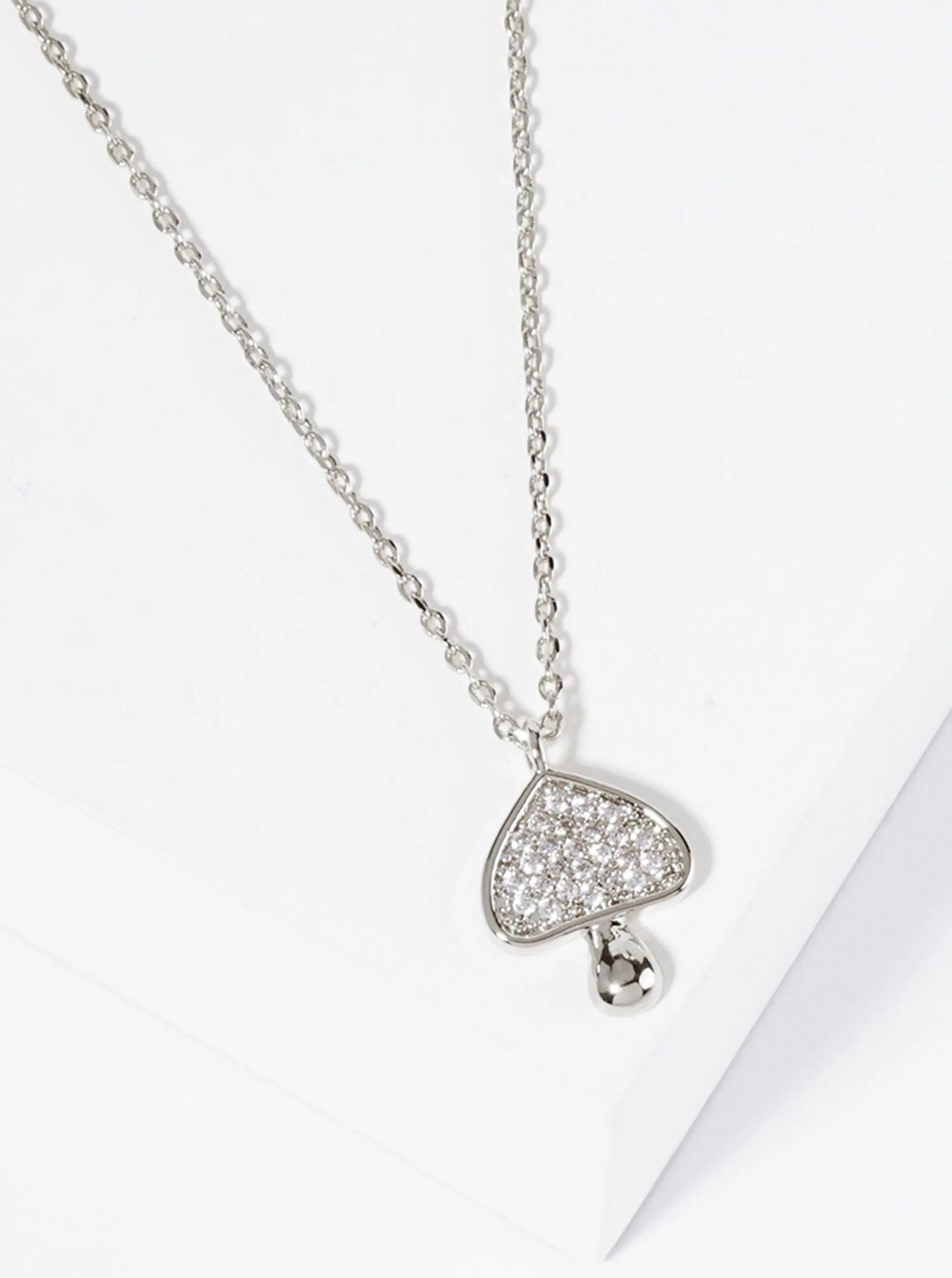 Spiritual-Theme Pave-Set Cubic-Zirconia Mushroom Pendant Necklace