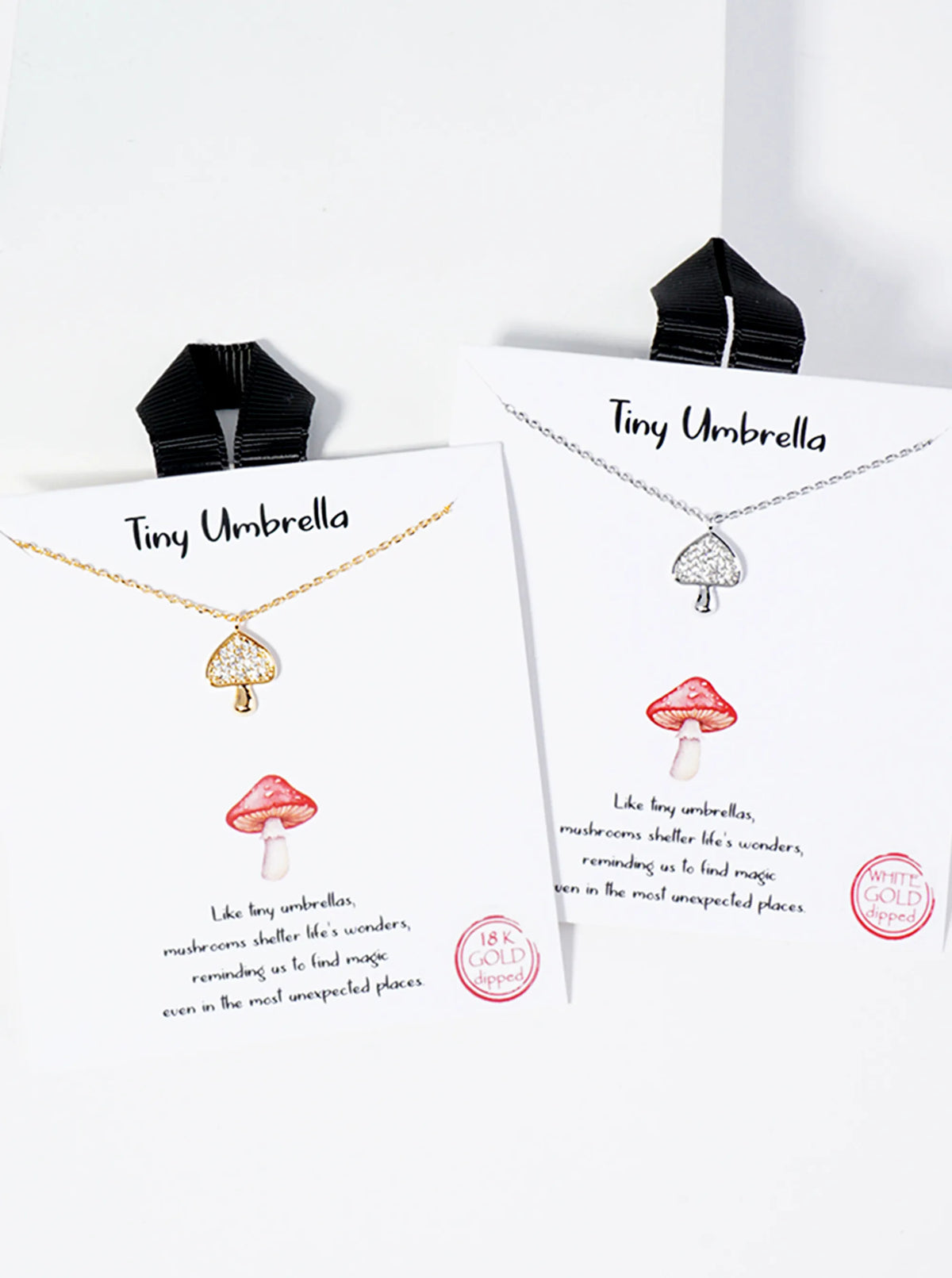 Spiritual-Theme Pave-Set Cubic-Zirconia Mushroom Pendant Necklace