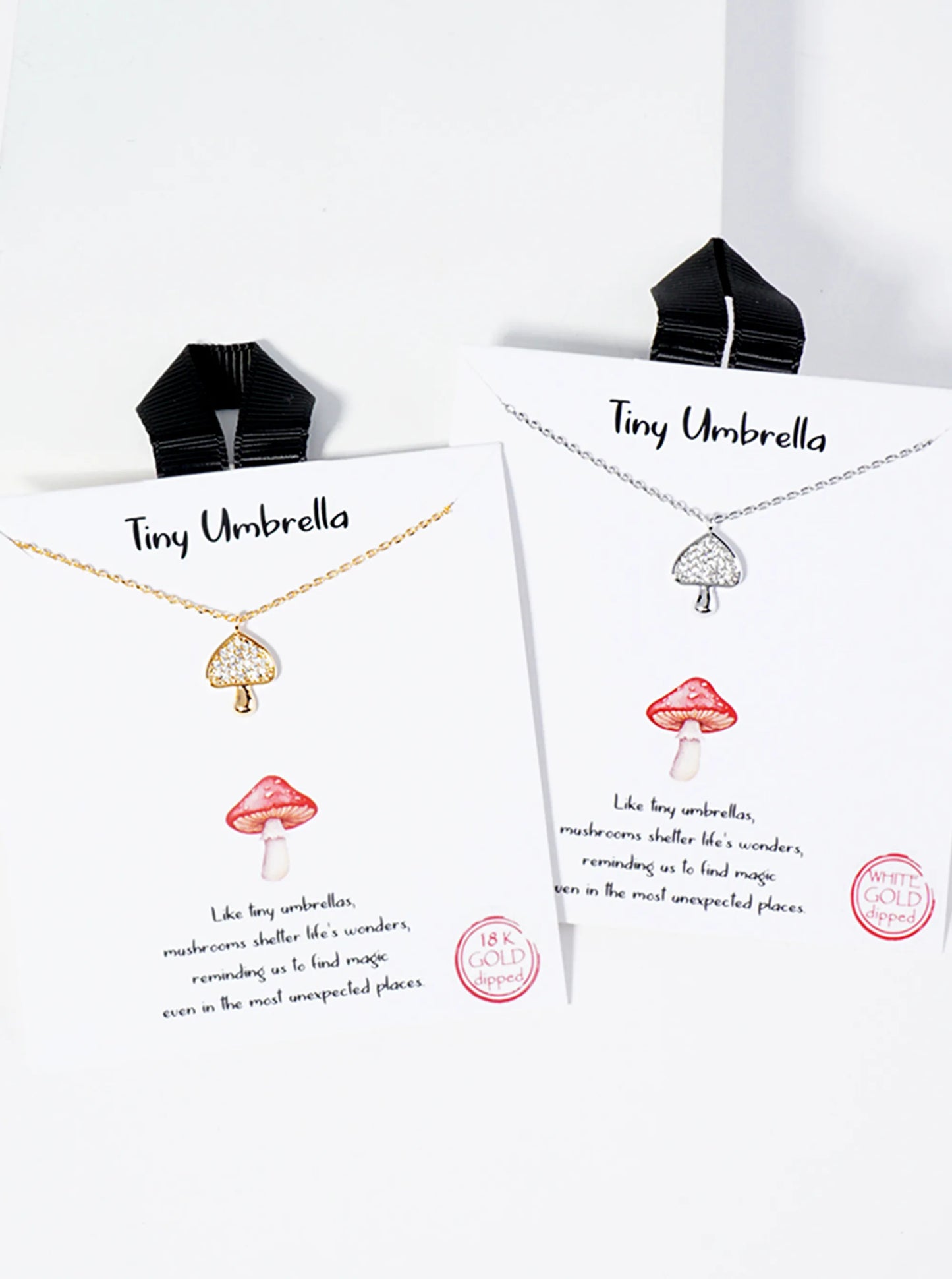 Spiritual-Theme Pave-Set Cubic-Zirconia Mushroom Pendant Necklace