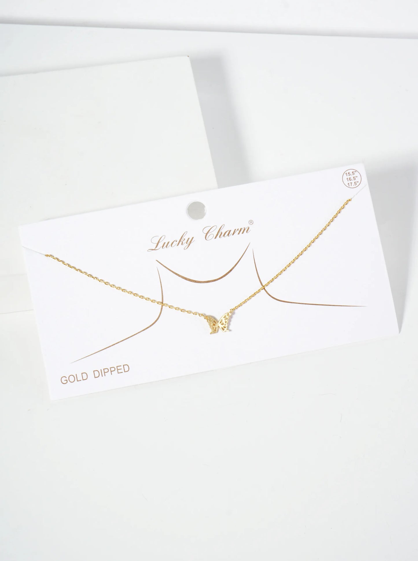 Spiritual-theme 18K-Gold-Dipped Brushed-Texture Butterfly Pendant Necklace