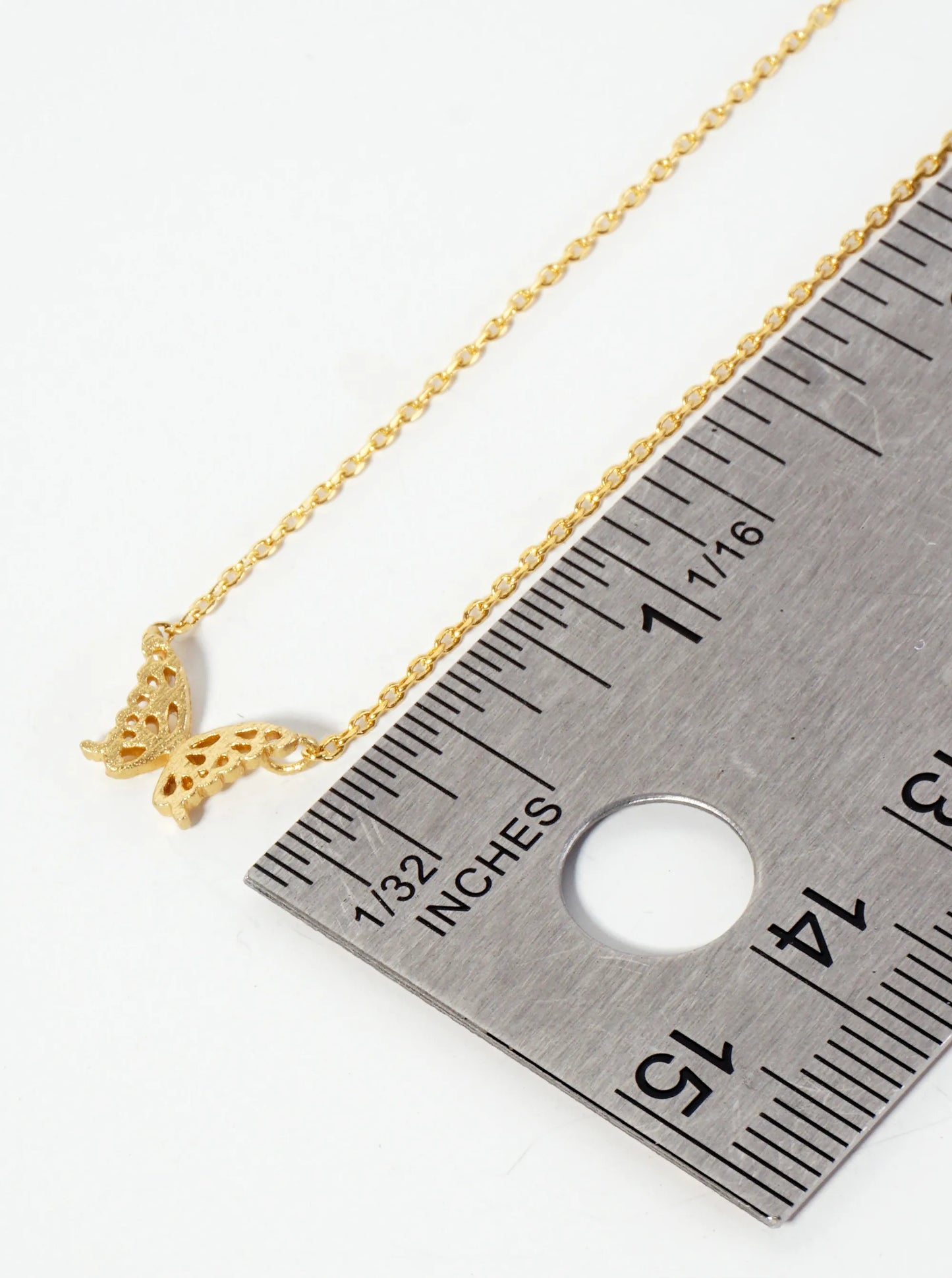 Spiritual-theme 18K-Gold-Dipped Brushed-Texture Butterfly Pendant Necklace